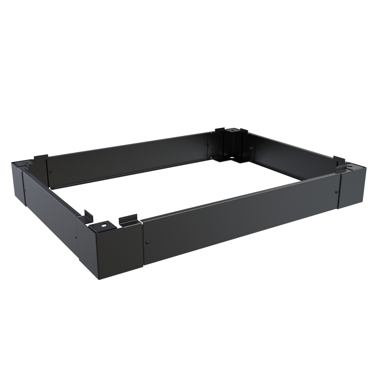 Hammond CPL19436BK1 black powder-coated 4 in high steel cabinet plinth for 36 in deep C2 and C4 rack cabinets, with removable side and front panels