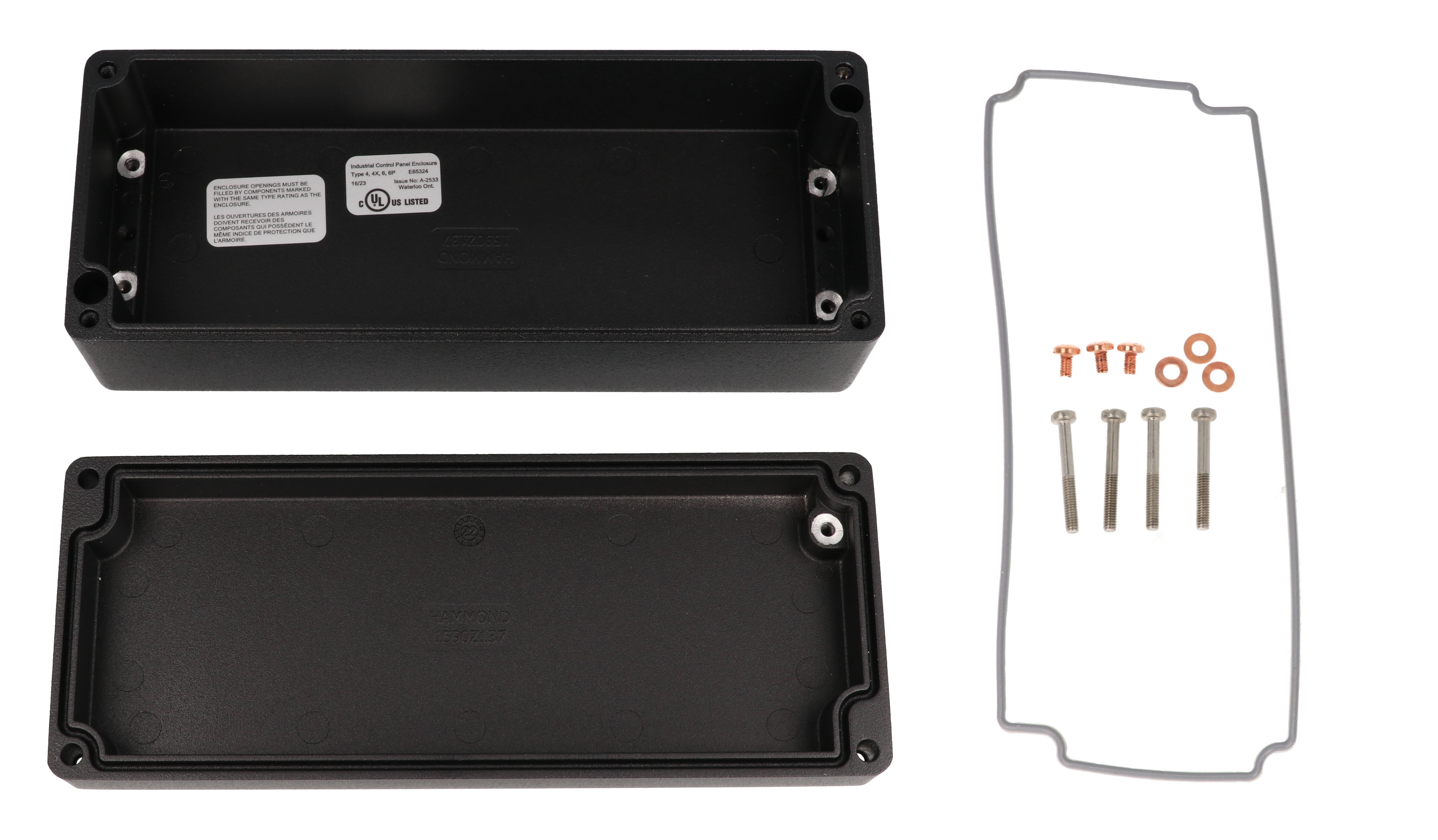 1590Z137BK textured black diecast aluminum enclosure, 200 x 80 x 60 mm