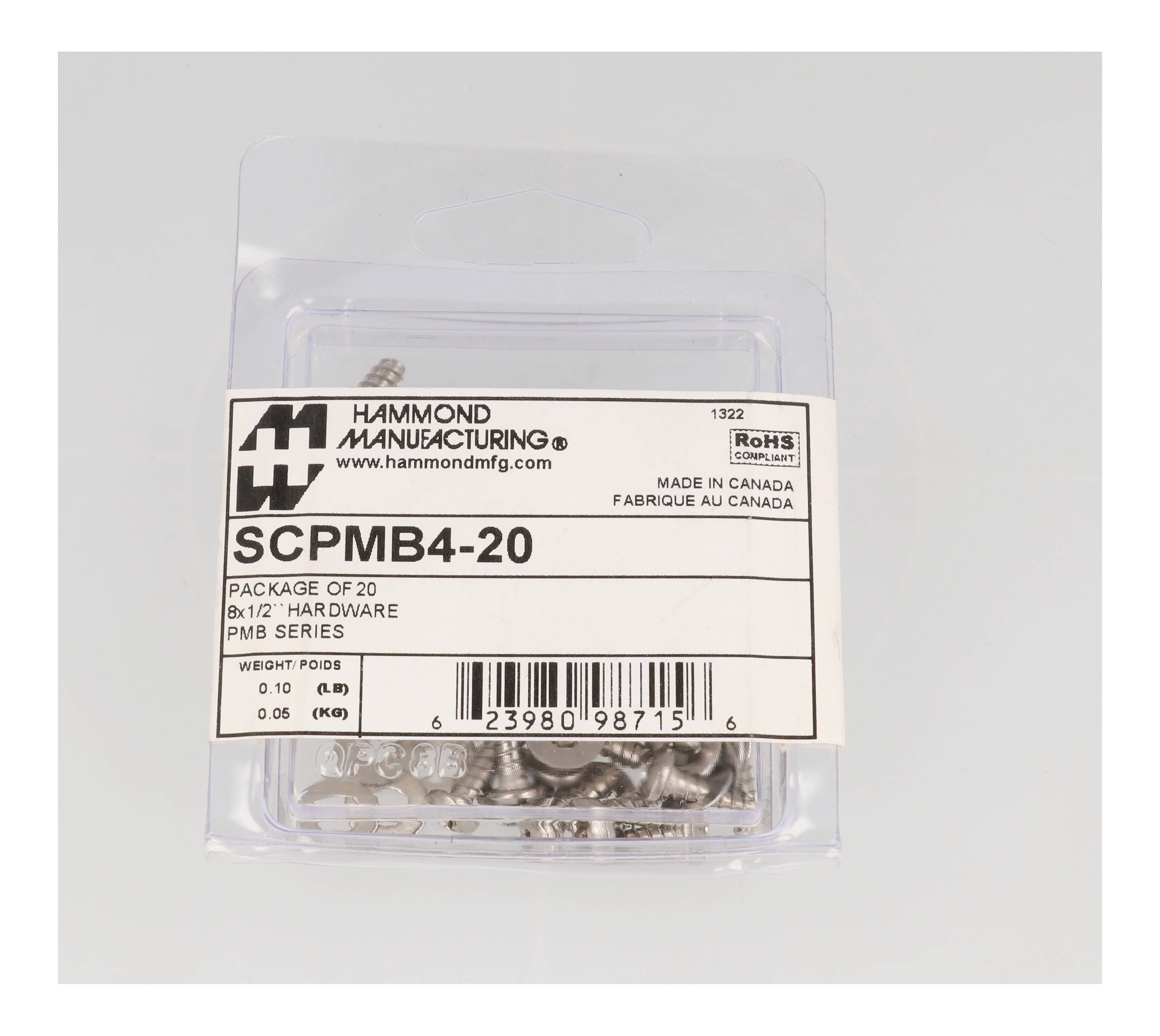 SCPMB4-20 pack of 20 #8 x 1/2 inch stainless steel pole mount hardware for PMB series