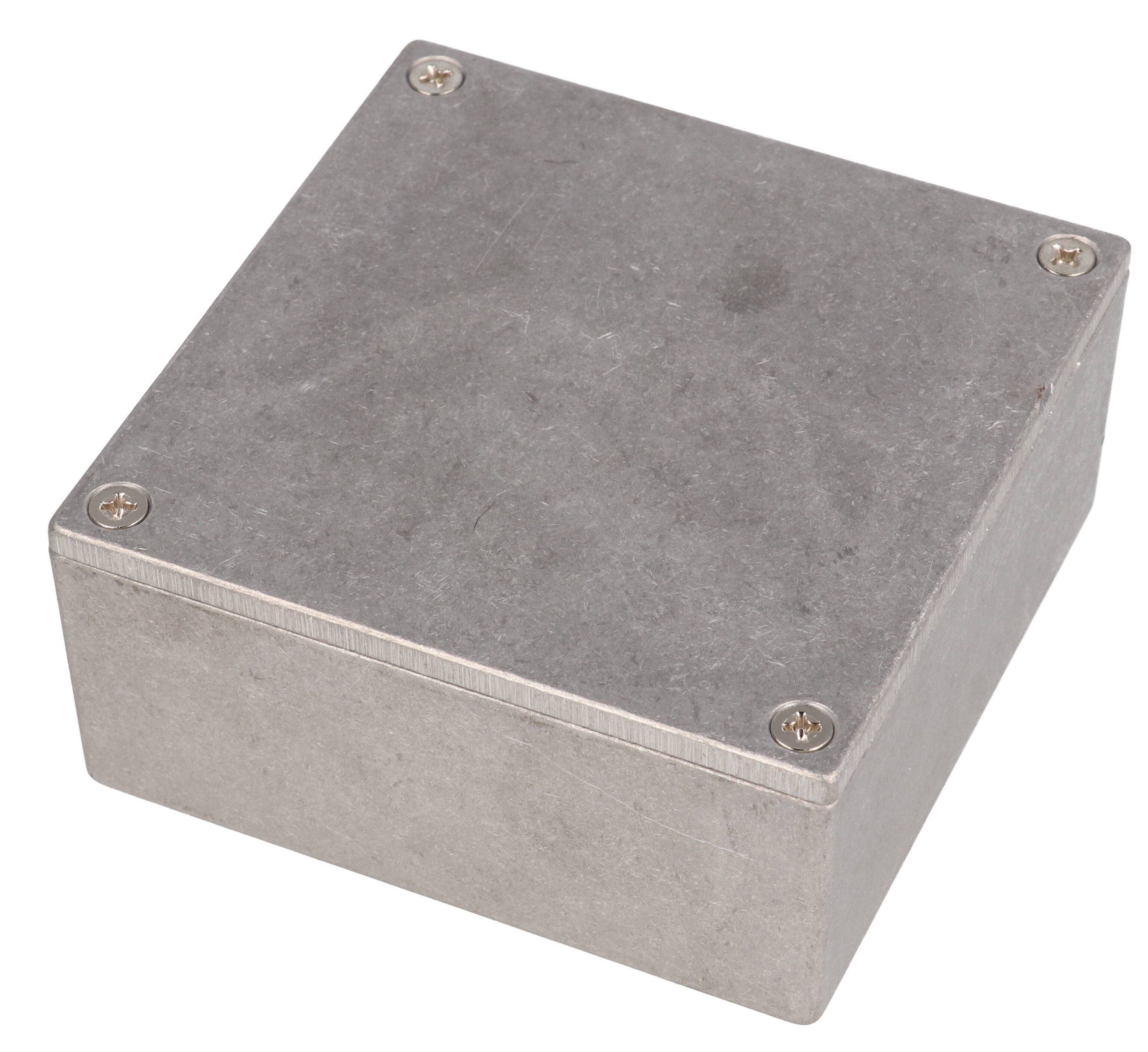 1590Y natural square diecast aluminum enclosure, 92 x 92 x 42 mm
