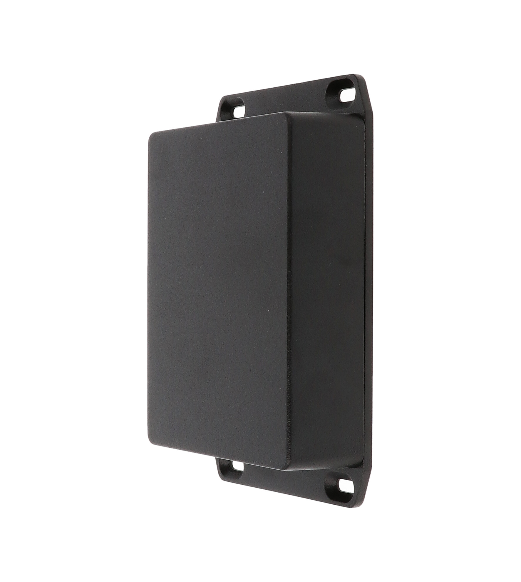 1590BBFLBK black textured diecast aluminum enclosure with flanged mounting lid