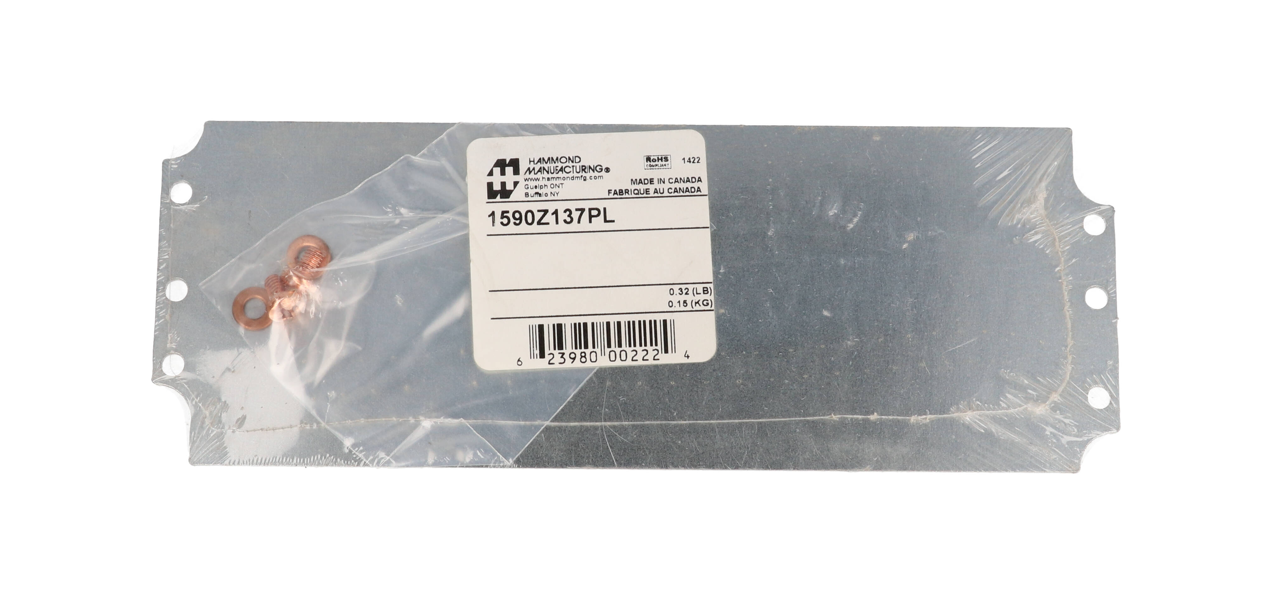 1590Z137PL galvanized steel inner mounting panel, 190 x 70 mm, for 1590Z137 enclosures