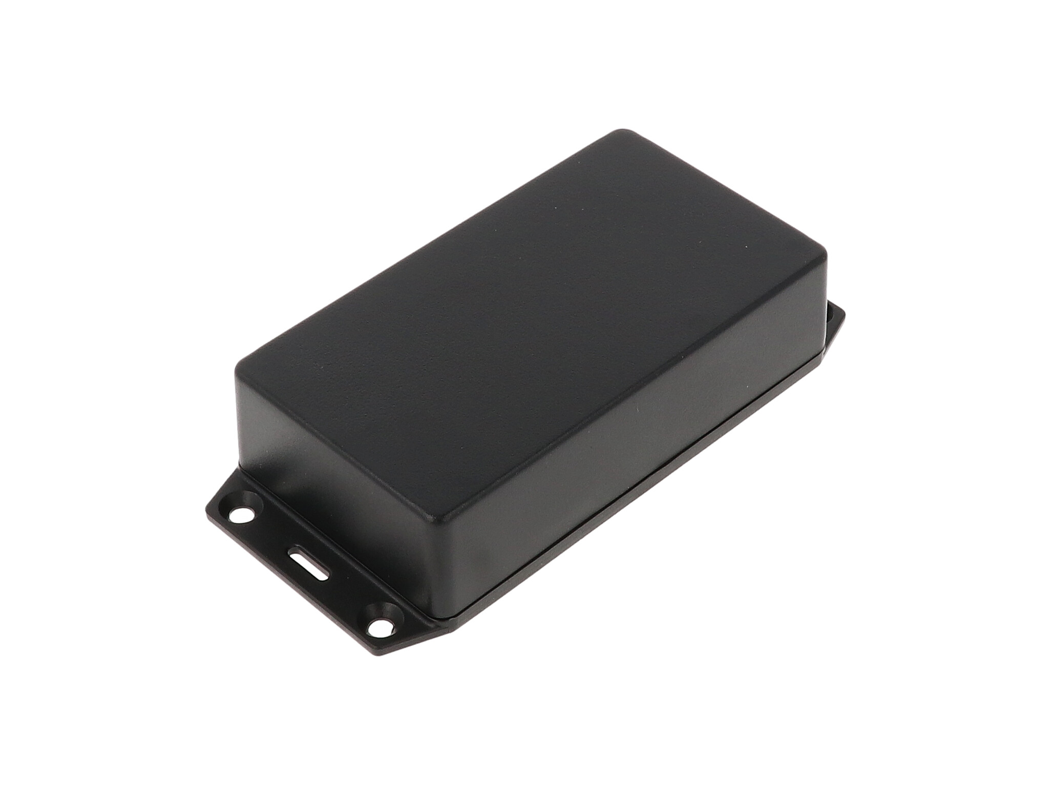 1591XXBSFLBK black economy ABS enclosure with flanged mounting lid, 114 x 63 x 31 mm