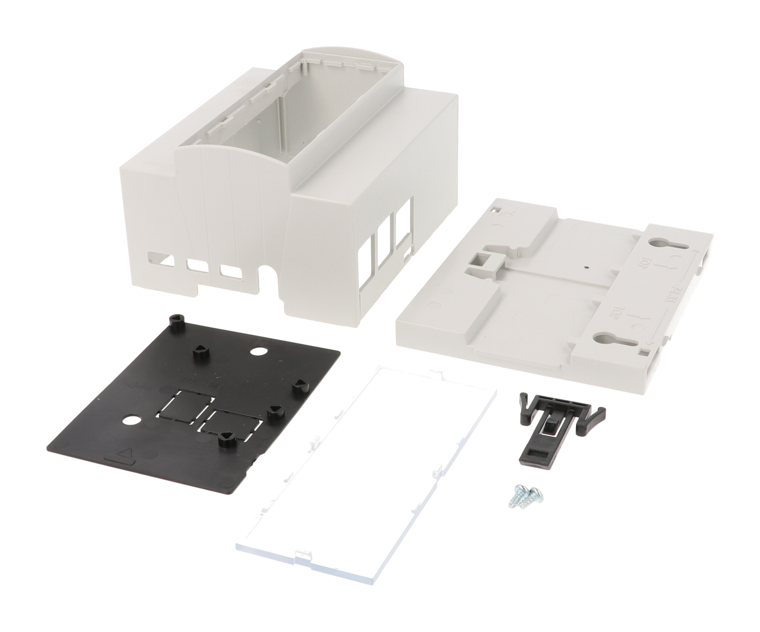 1597KIT6MPI4 light grey DIN6 rail enclosure kit with clear cover plate for the Raspberry Pi 4