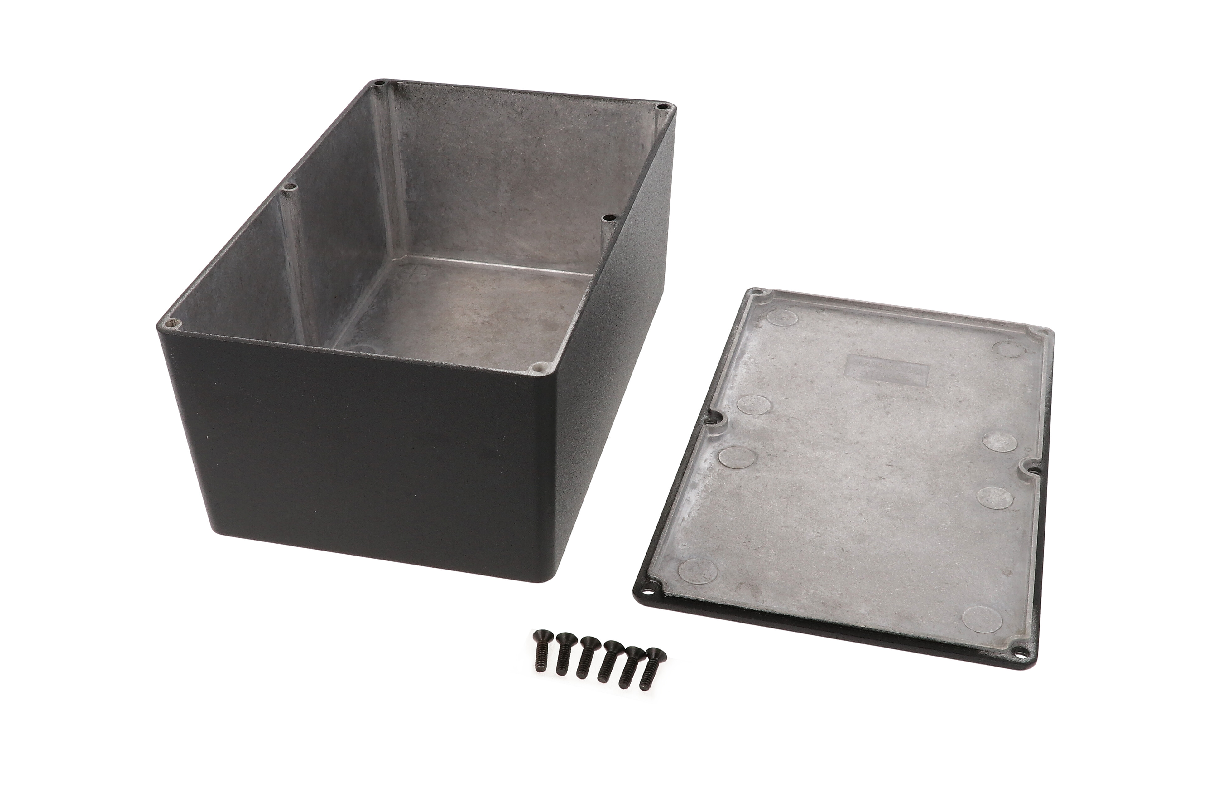 1590EBK textured black diecast aluminum enclosure, 188 x 120 x 82 mm
