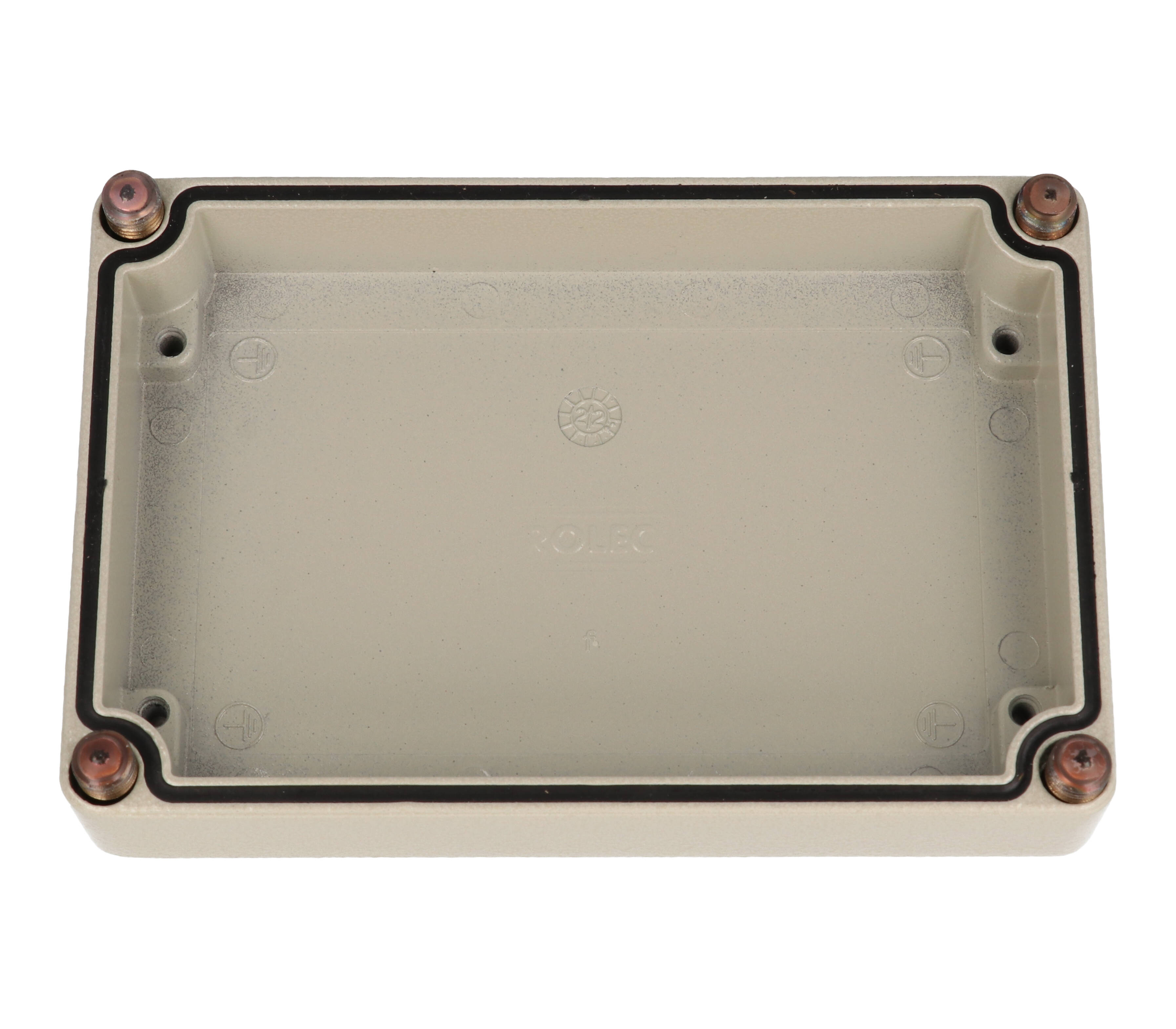 R100-102-000 RAL 7032 beige R100 Series diecast aluminum enclosure, 100 mm x 150 mm x 80 mm