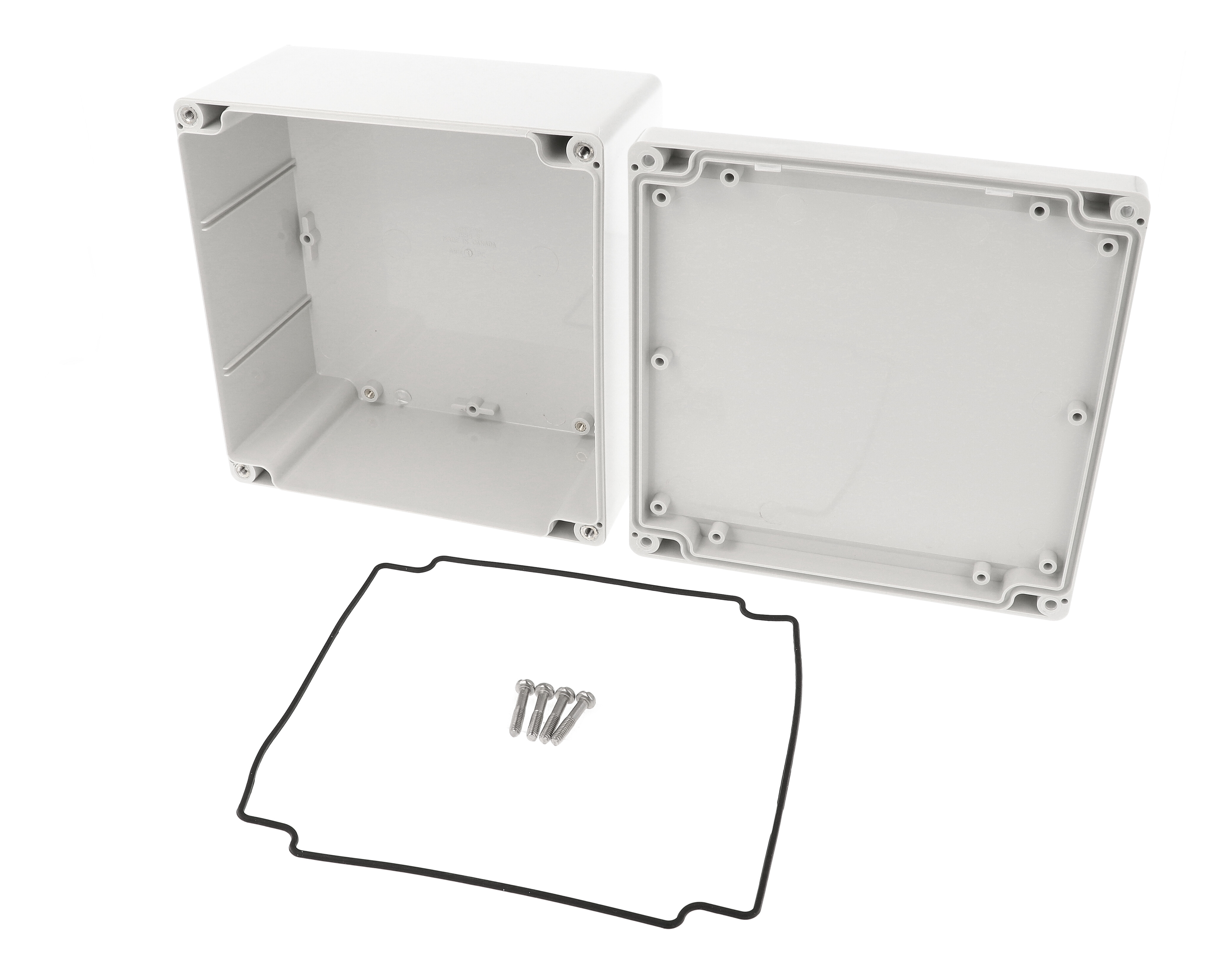 1555SGY deep light gray ABS watertight enclosure, 160 x 160 x 91 mm