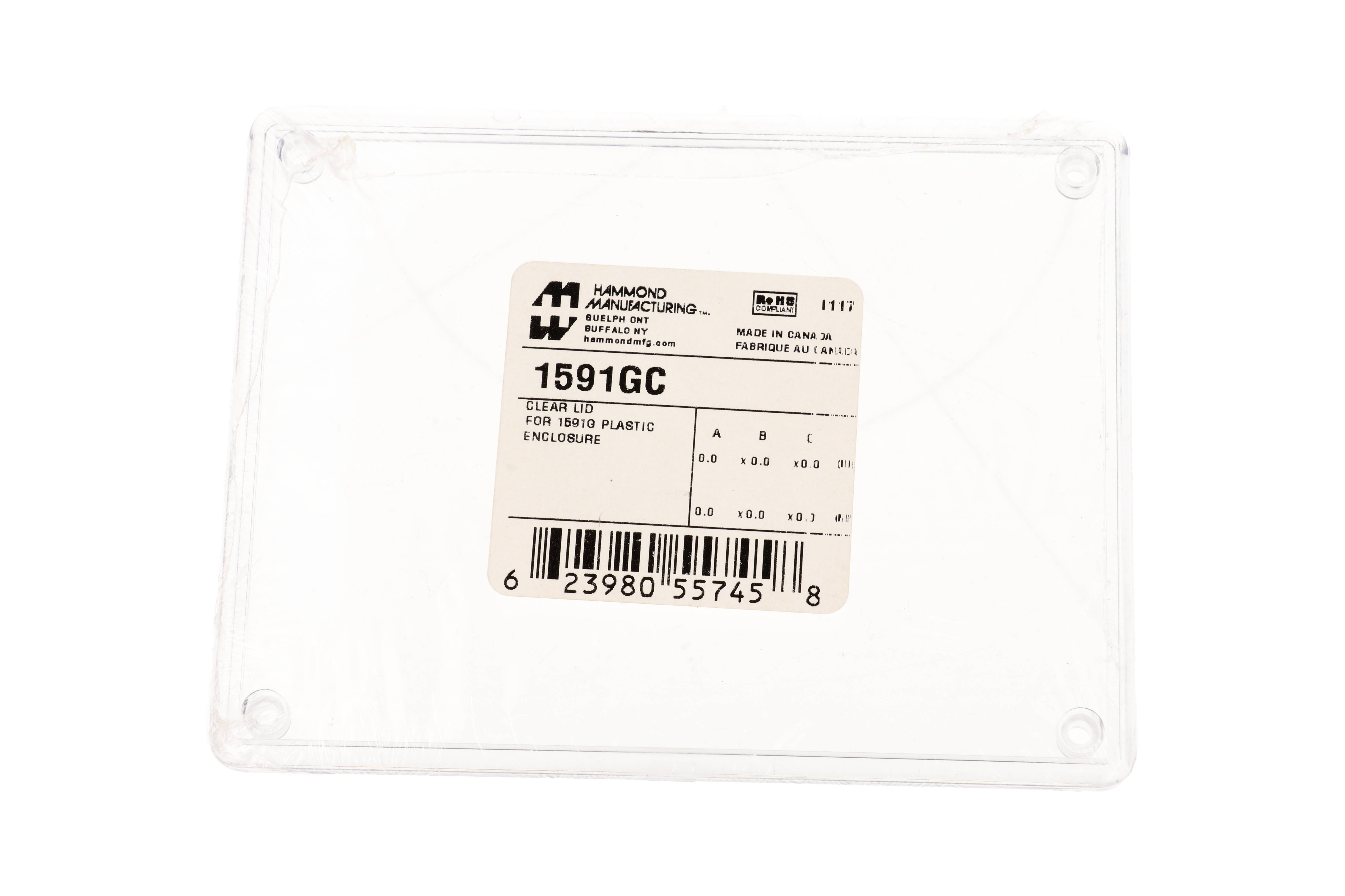 1591GC clear polycarbonate lid for 1591G enclosures