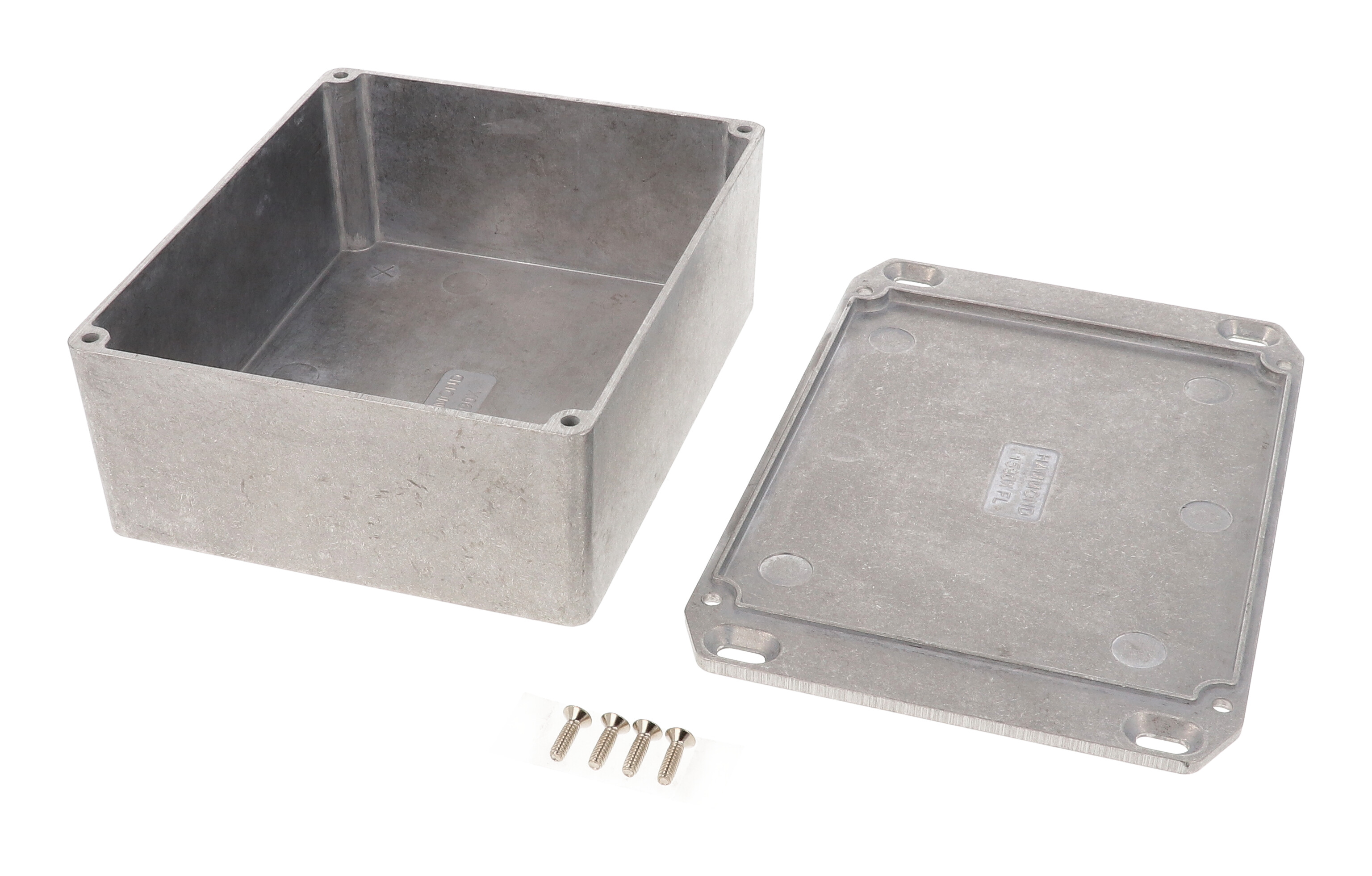 1590XFL natural diecast aluminum enclosure with flanged lid for wall mounting