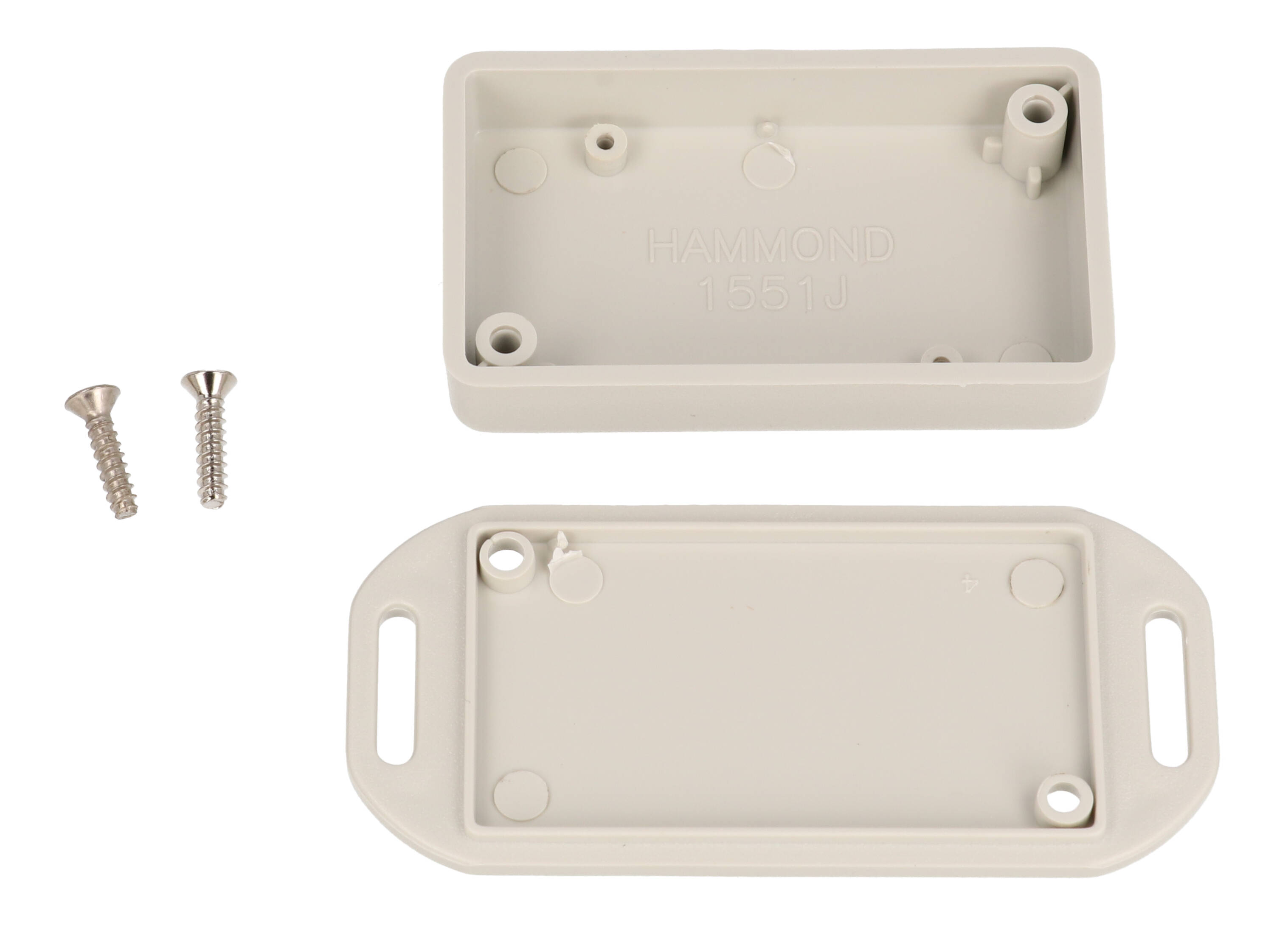Hammond 1551JFLGY light gray ABS plastic enclosure with flanged lid, 60 x 35 x 15 mm