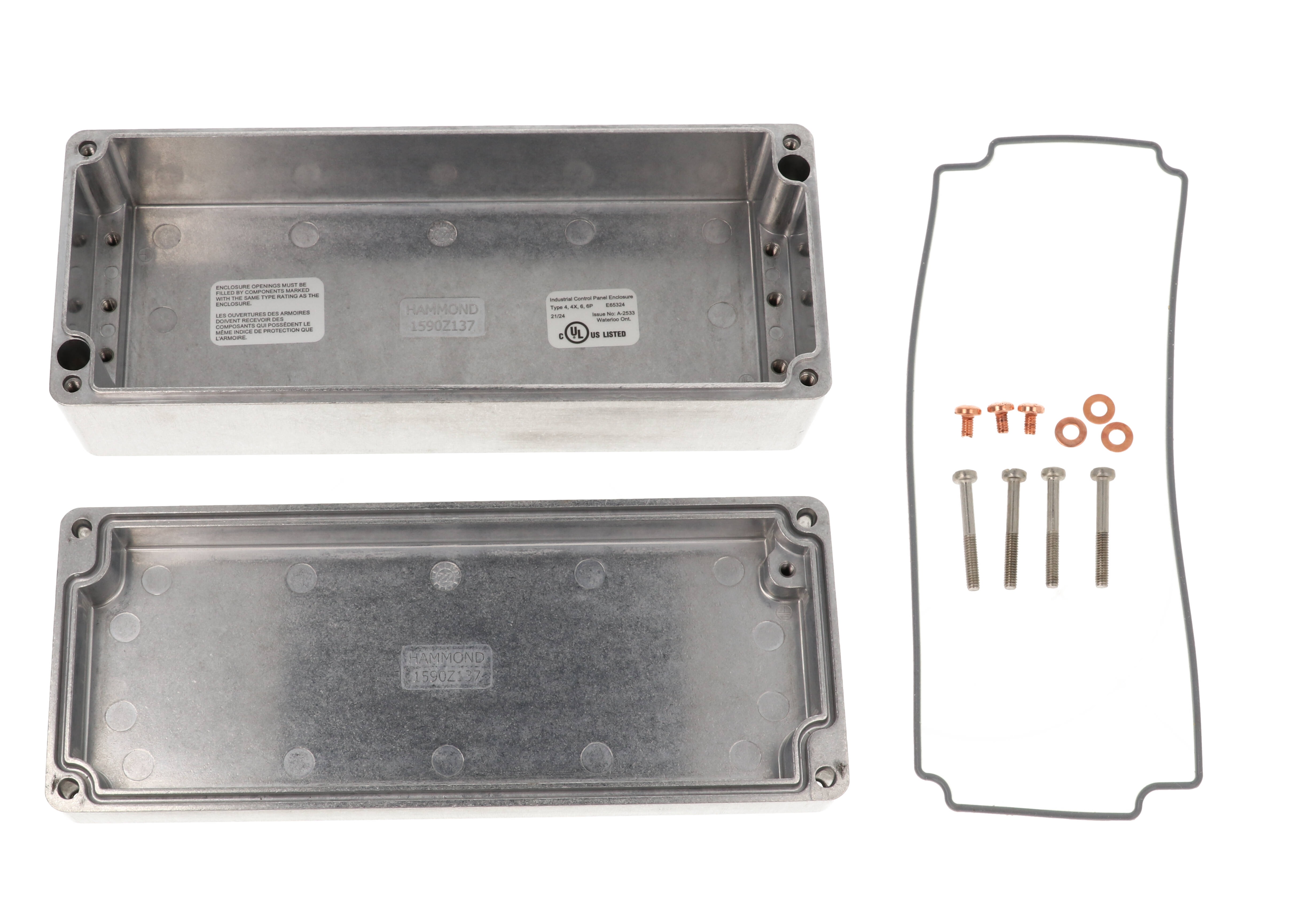 1590Z137 natural unpainted diecast aluminum enclosure, 200 x 80 x 60 mm