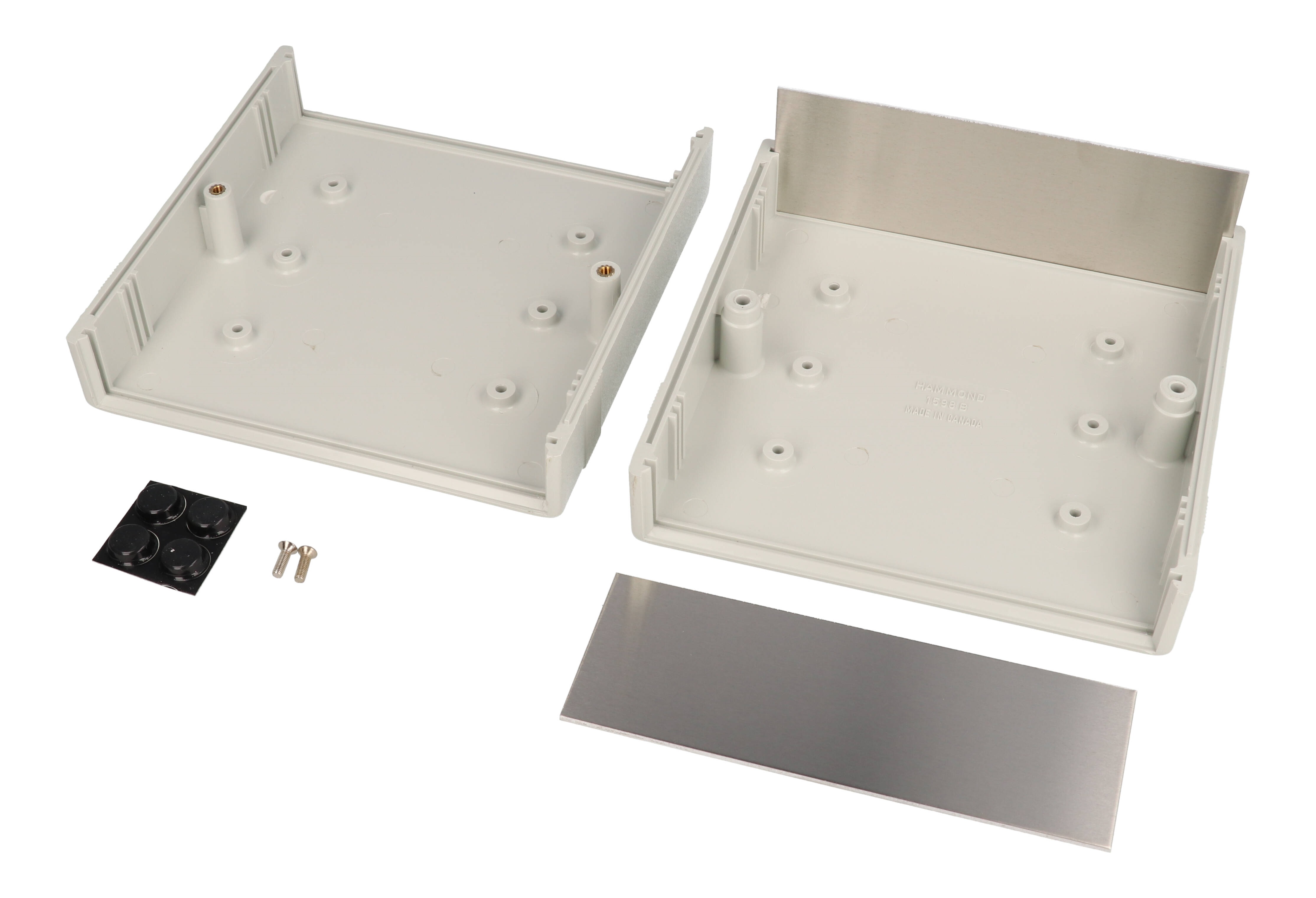 1598BGY light gray ABS 1598 Series instrument case with brushed aluminum end panels
