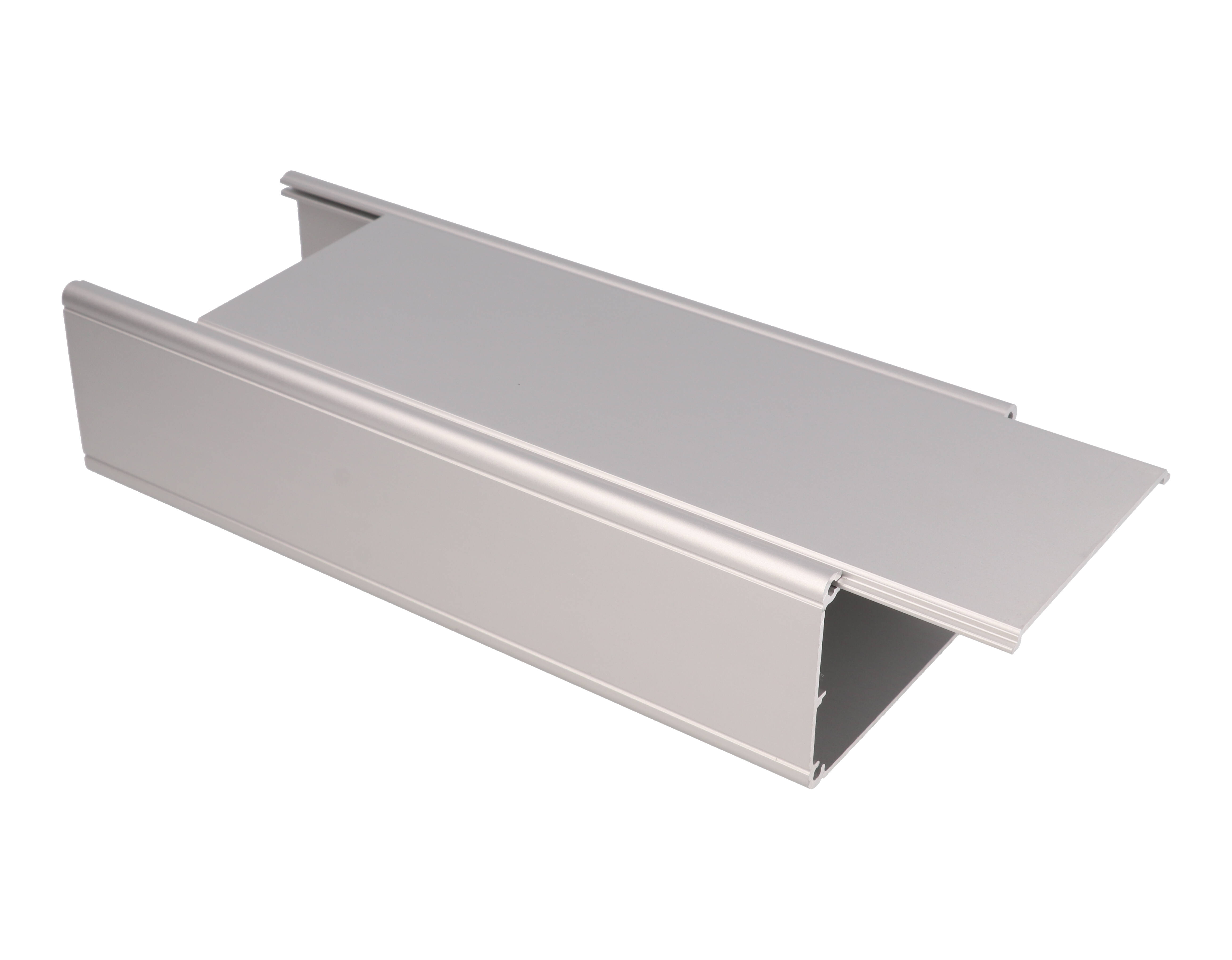 1455ZT2201 clear anodized wallmount extruded aluminum enclosure, 220 x 89 x 56 mm, with keyhole mounting brackets
