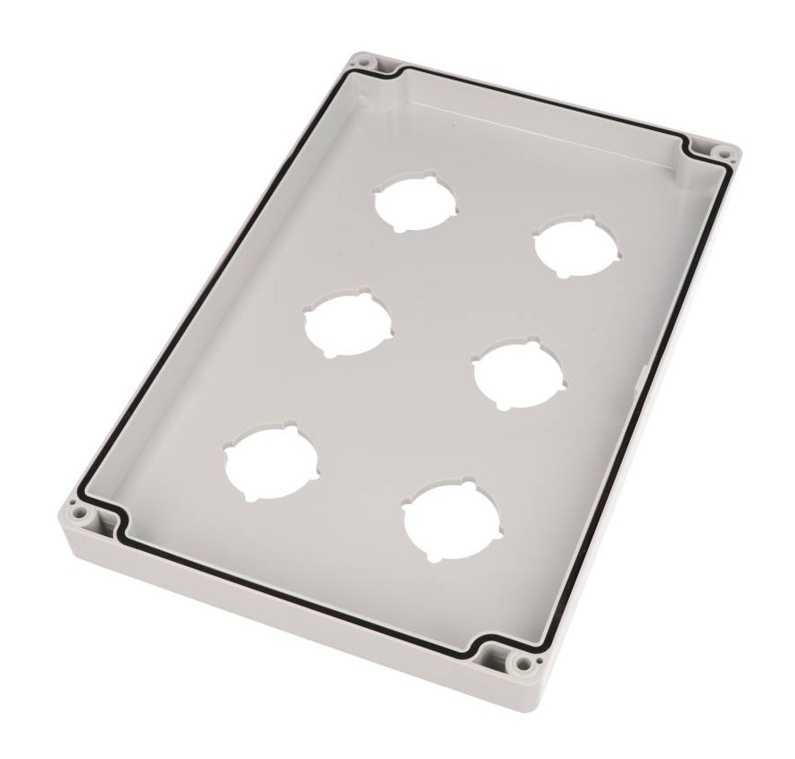 1554PB6 light gray polycarbonate six-hole 30.5mm pushbutton enclosure
