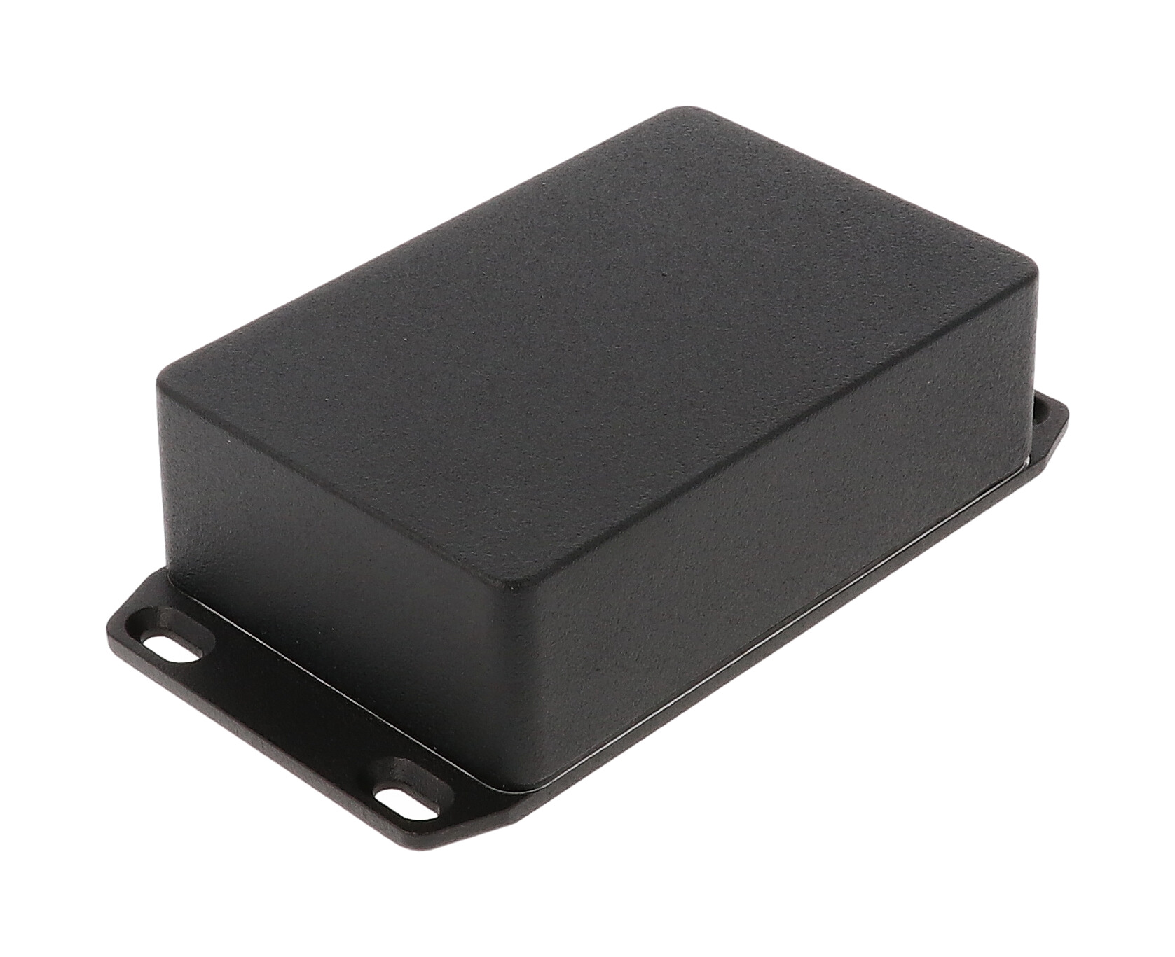 1590WB3FLBK black textured IP65 watertight diecast enclosure, 116 x 77 x 38 mm, wall-mounting flanged lid