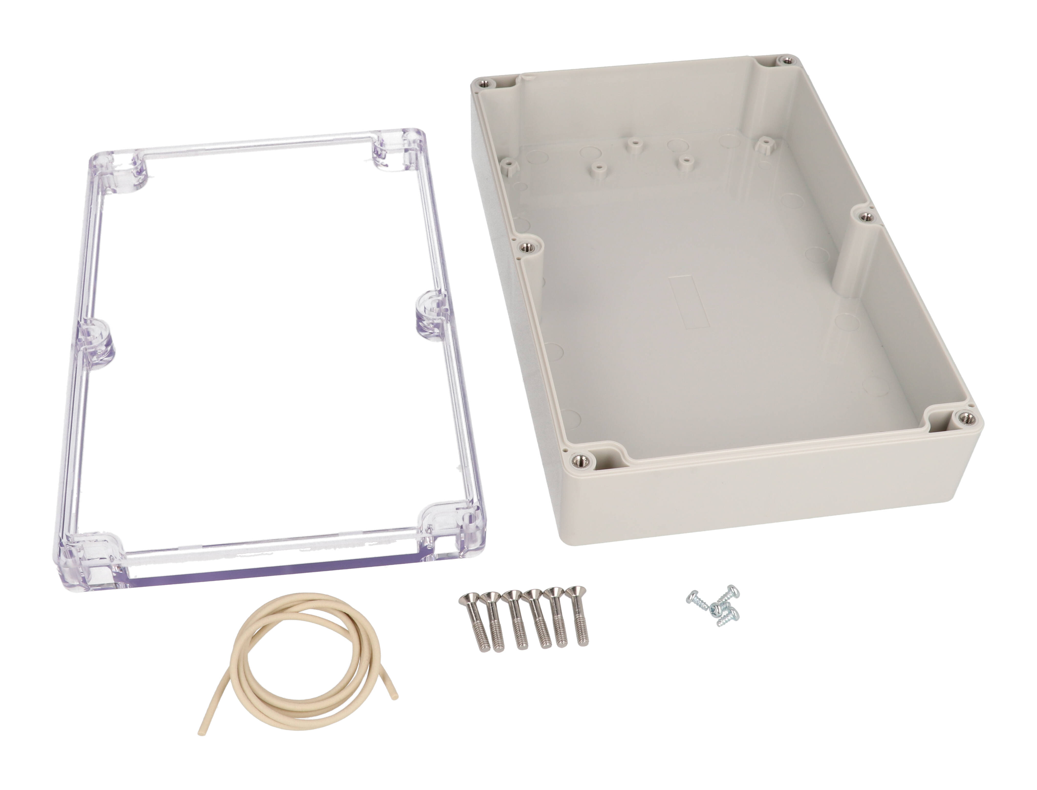RZ0218C large polycarbonate water-tight enclosure with clear lid, 222 x 146 x 55 mm