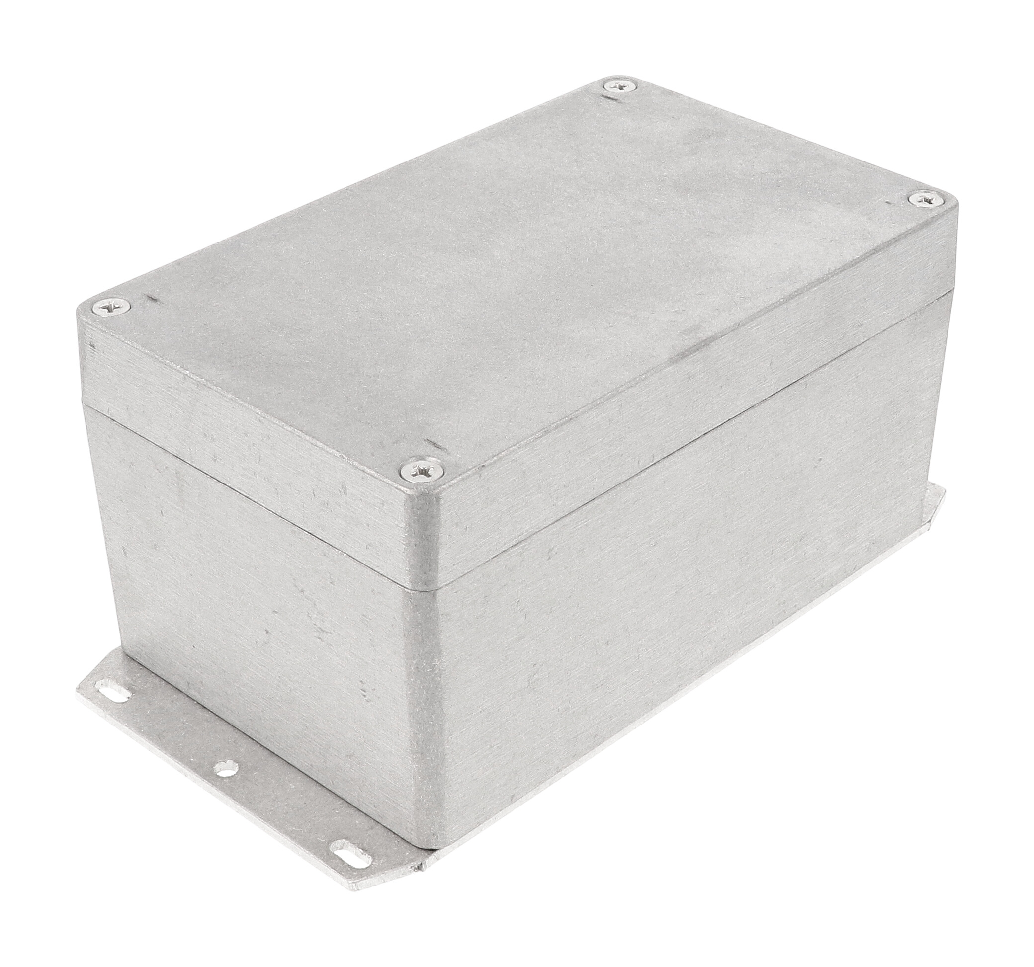 Hammond 1550Z117F unpainted natural diecast aluminum flanged watertight enclosure, 160 x 100 x 81 mm