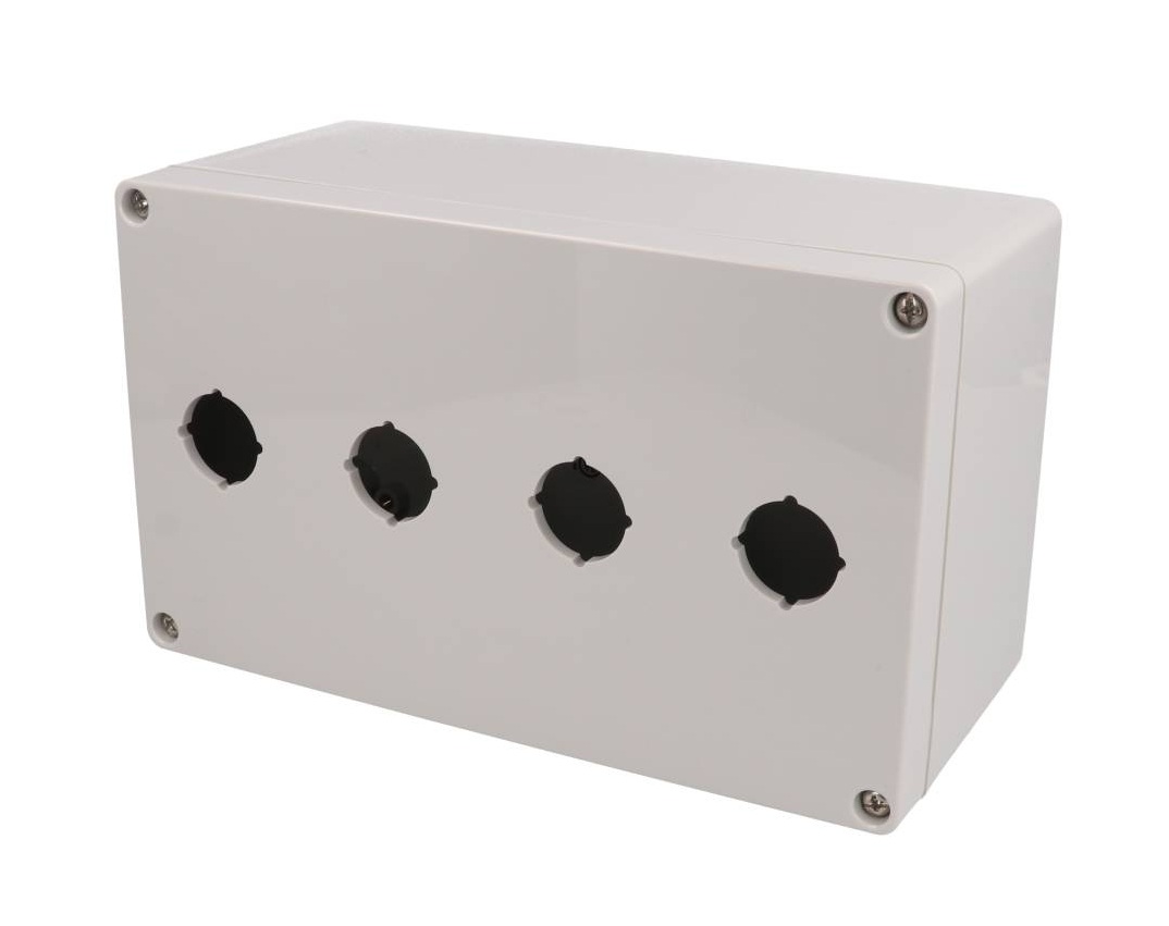 1554MPB4 four-hole light gray polycarbonate 22.5 mm pushbutton enclosure