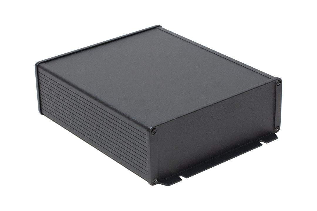 1457U2202EBK — Enclosure, extruded aluminum, 7.52 x 2.68 x 8.66, flanged end panels, 1457-EMI Series