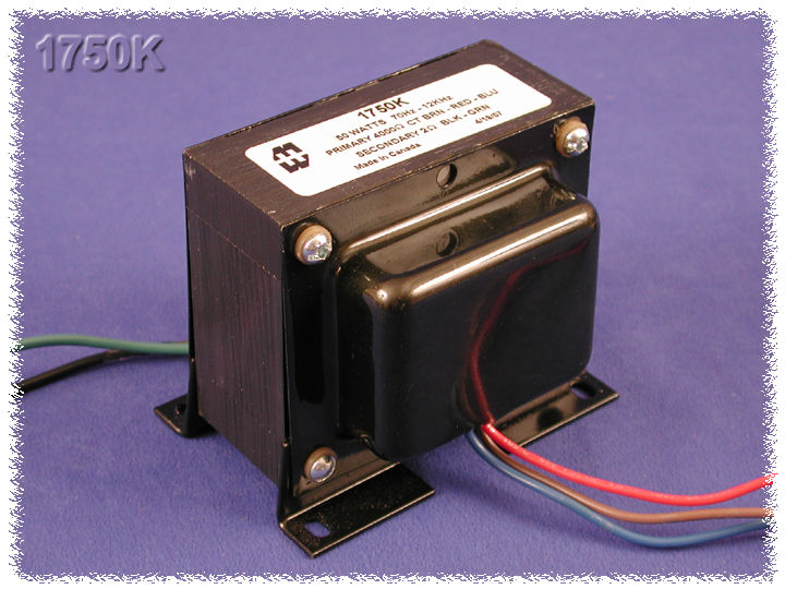 1750K — Output transformer, guitar amp, 4,000 C.T. ohm pri., 2 ohm sec., 50W
