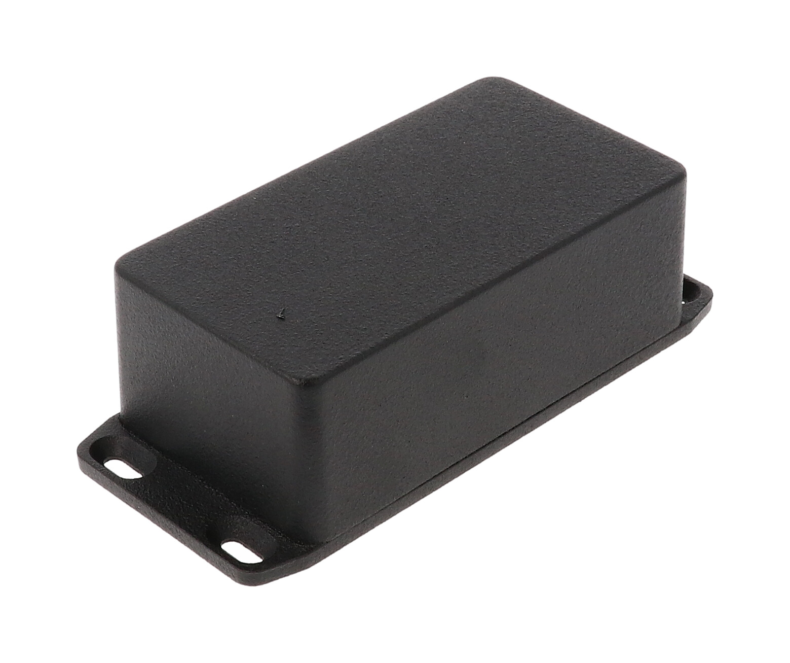 1590BSFLBK black textured diecast aluminum enclosure with flanged mounting lid