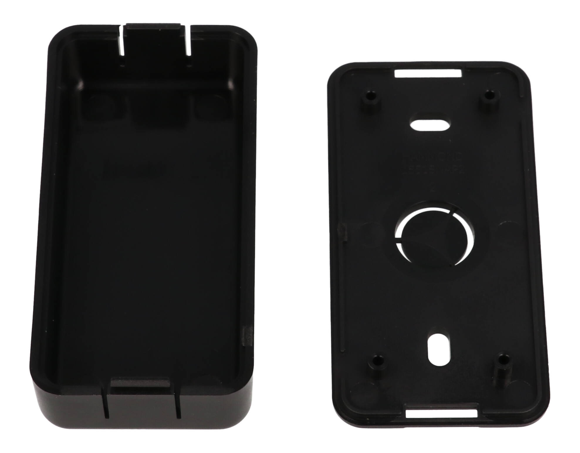 1551SNAP2BK black unvented snap-fit ABS sensor enclosure, 80 x 40 x 20 mm, with wall-mount slots