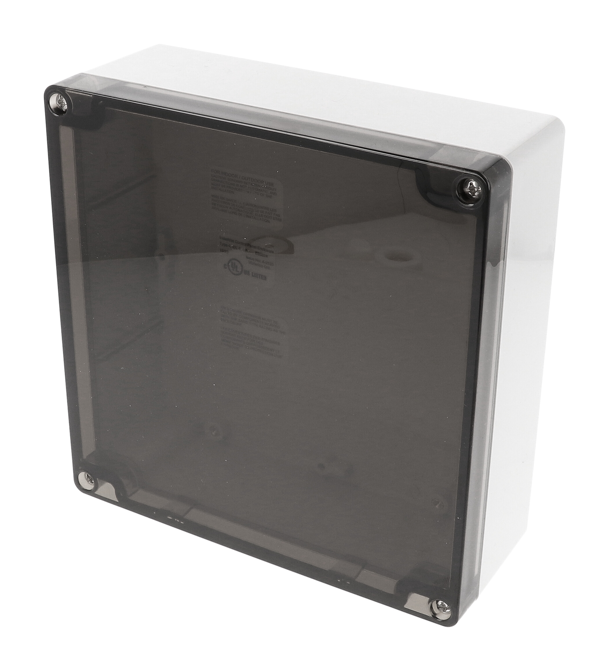 1554R2GYSL — RAL7035 grey polycarb plastic watertight enclosure, smoked lid