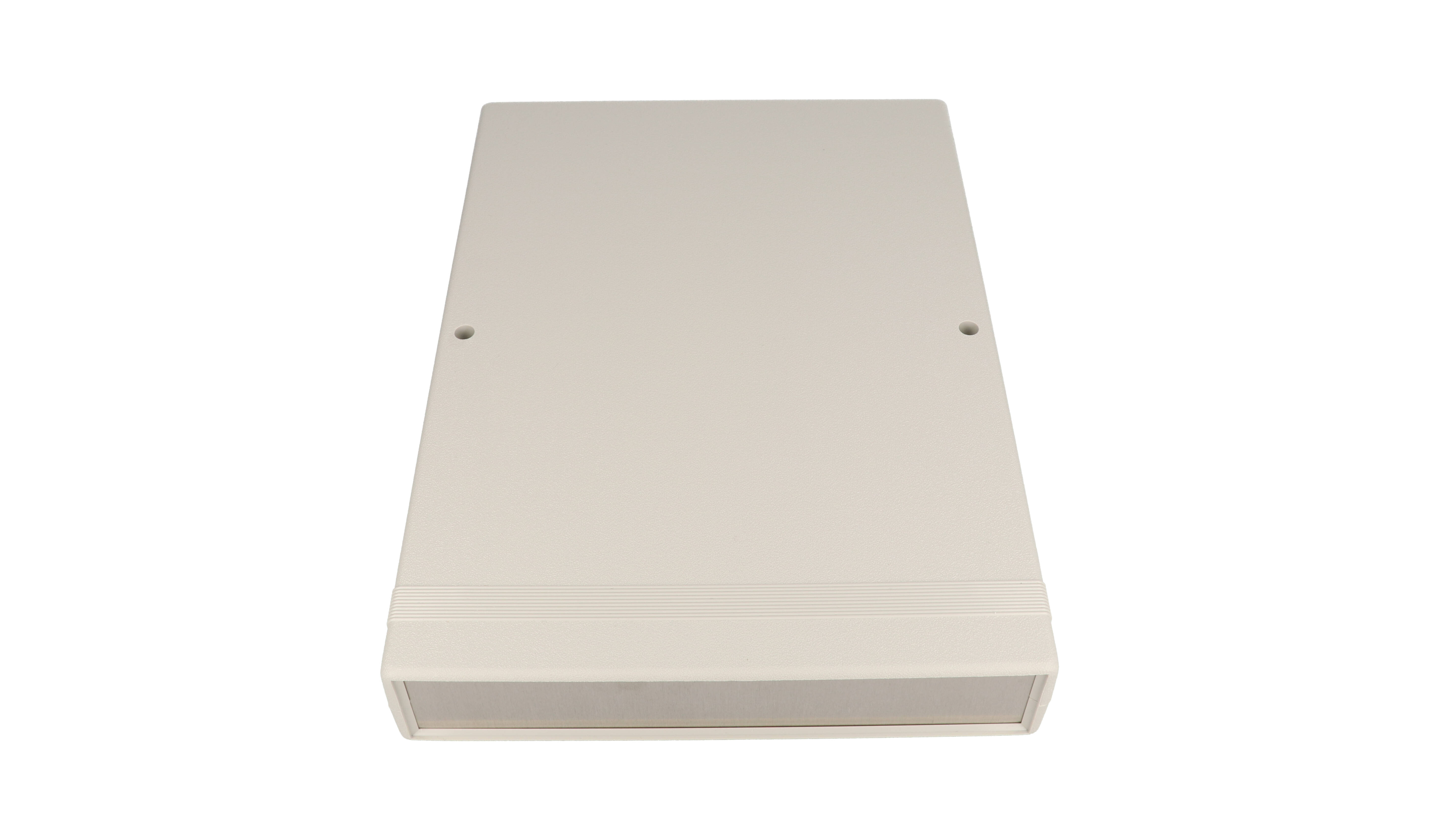 1598HSGY light gray general purpose ABS clam shell box with aluminum end panels
