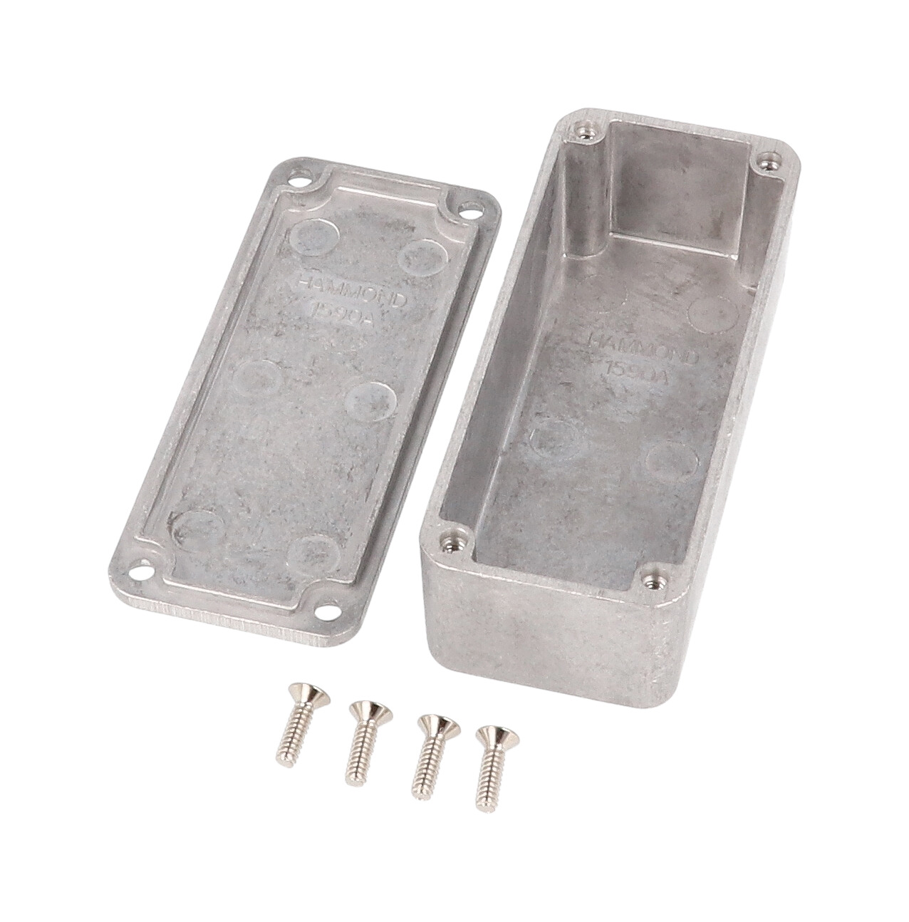 Hammond 1590A natural aluminum 1590A diecast aluminum enclosure with lid and cover screws