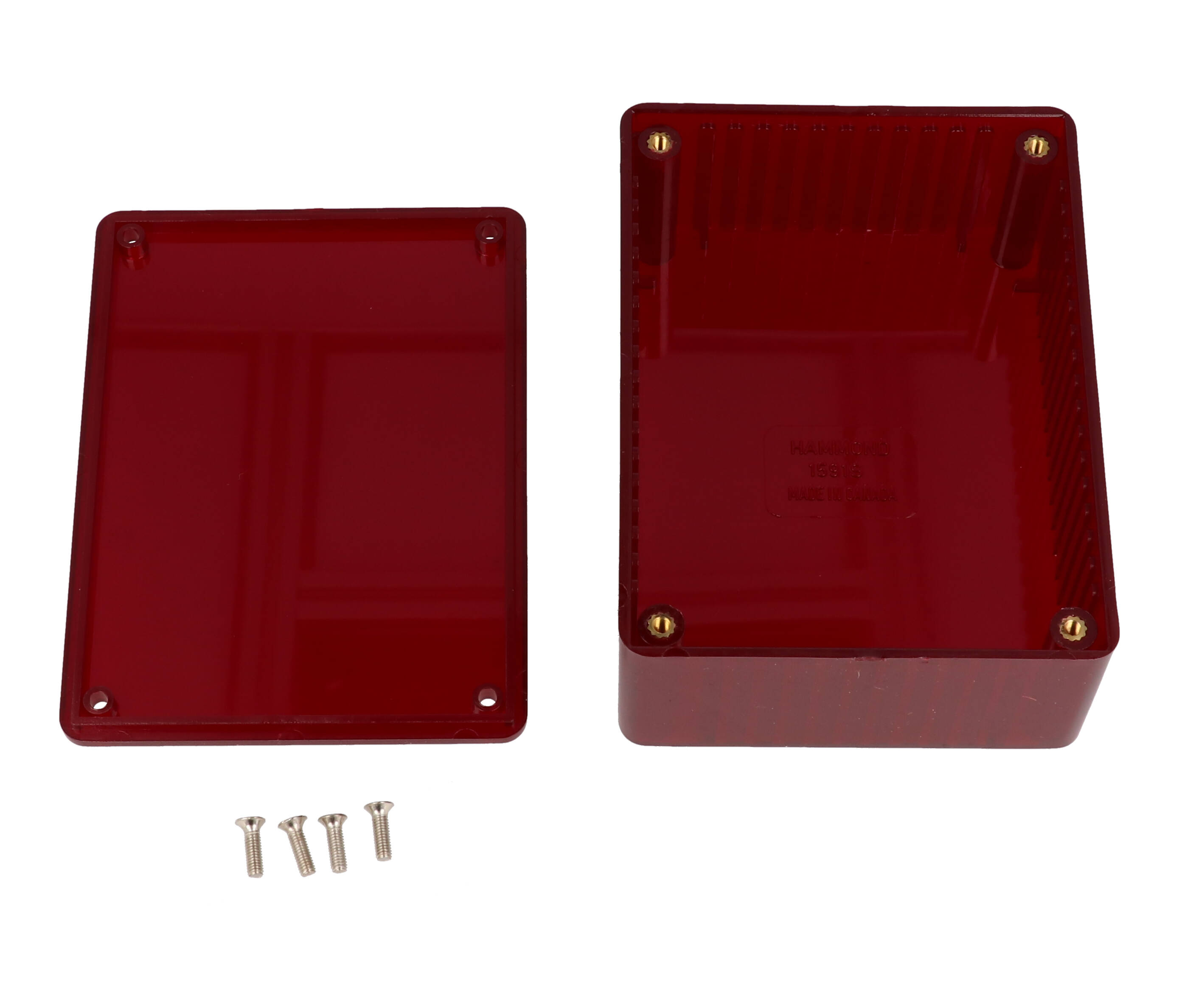 1591STRD IR red translucent polycarbonate enclosure, 110 x 82 x 44 mm
