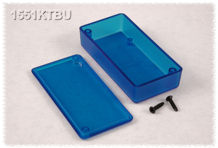 1551KTBU translucent blue ABS plastic miniature enclosure, 80 x 40 x 20 mm