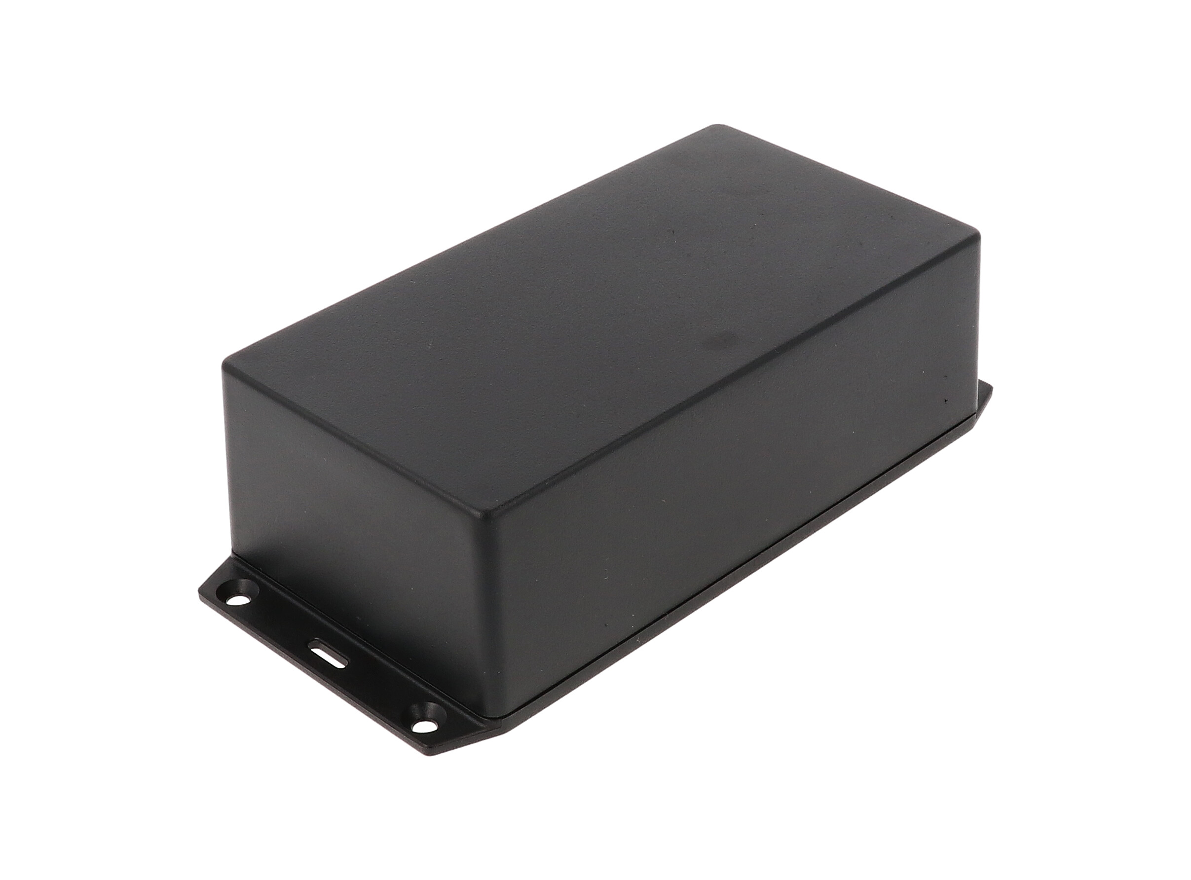 1591XXDSFLBK black ABS plastic enclosure with flanged lid, 5.98 in x 3.23 in x 2.01 in