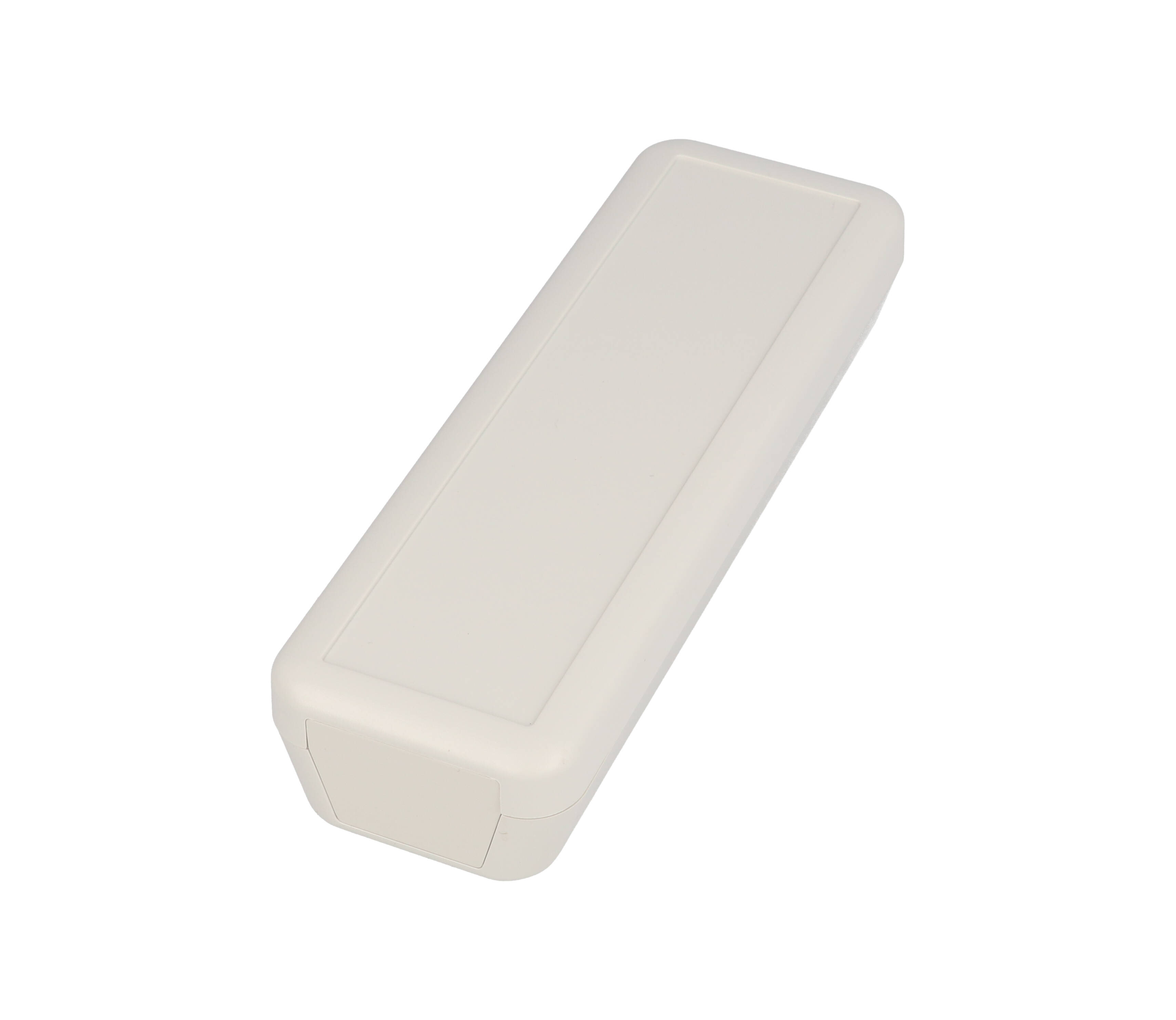 1552D5GY light gray 150 x 50 x 30 mm hand-held ABS plastic enclosure with recessed top and removable end panels