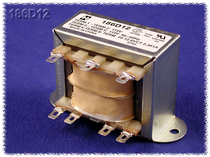 187A56 2.5 VA open-frame chassis mount power transformer, 115 VAC single primary, 56V C.T. secondary — view 3