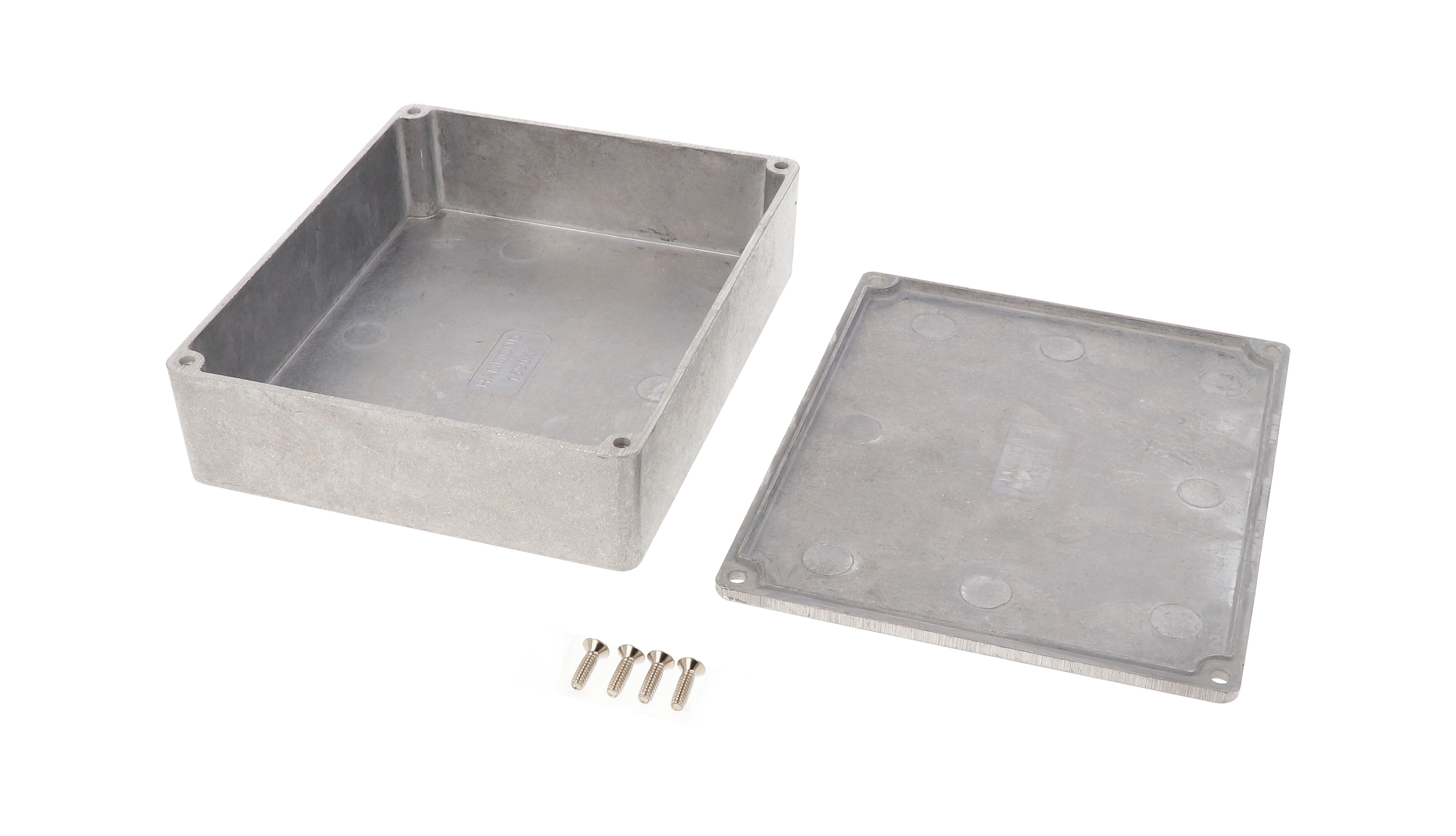 1590XX natural diecast aluminum low-profile enclosure, 145 x 121 x 39 mm
