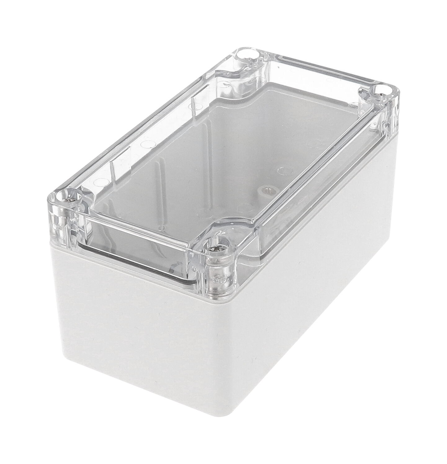 1554D2GYCL gray polycarbonate enclosure with clear lid, 120 x 65 x 61 mm