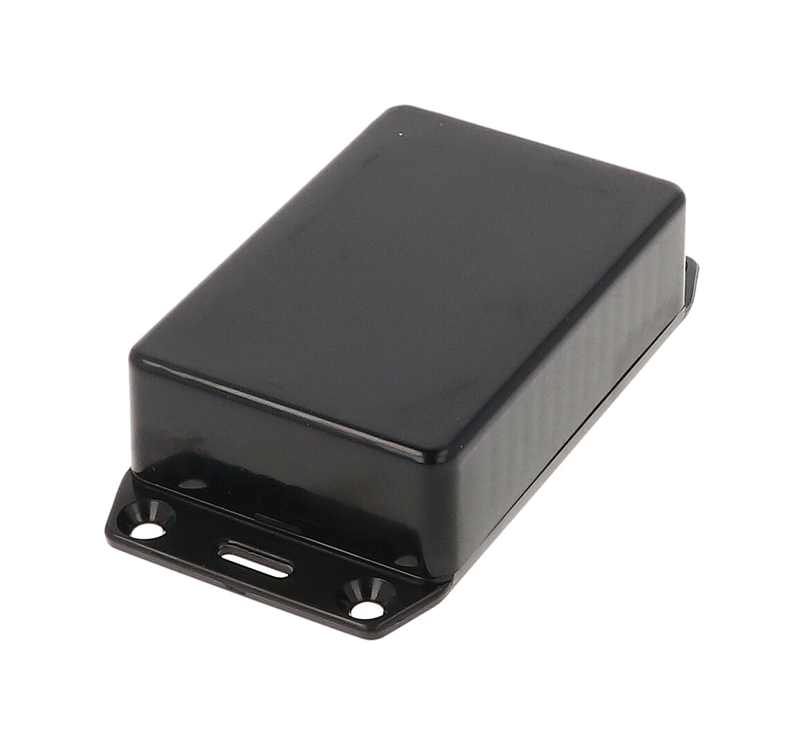 1591MSFLBK black ABS plastic enclosure with flanged mounting lid
