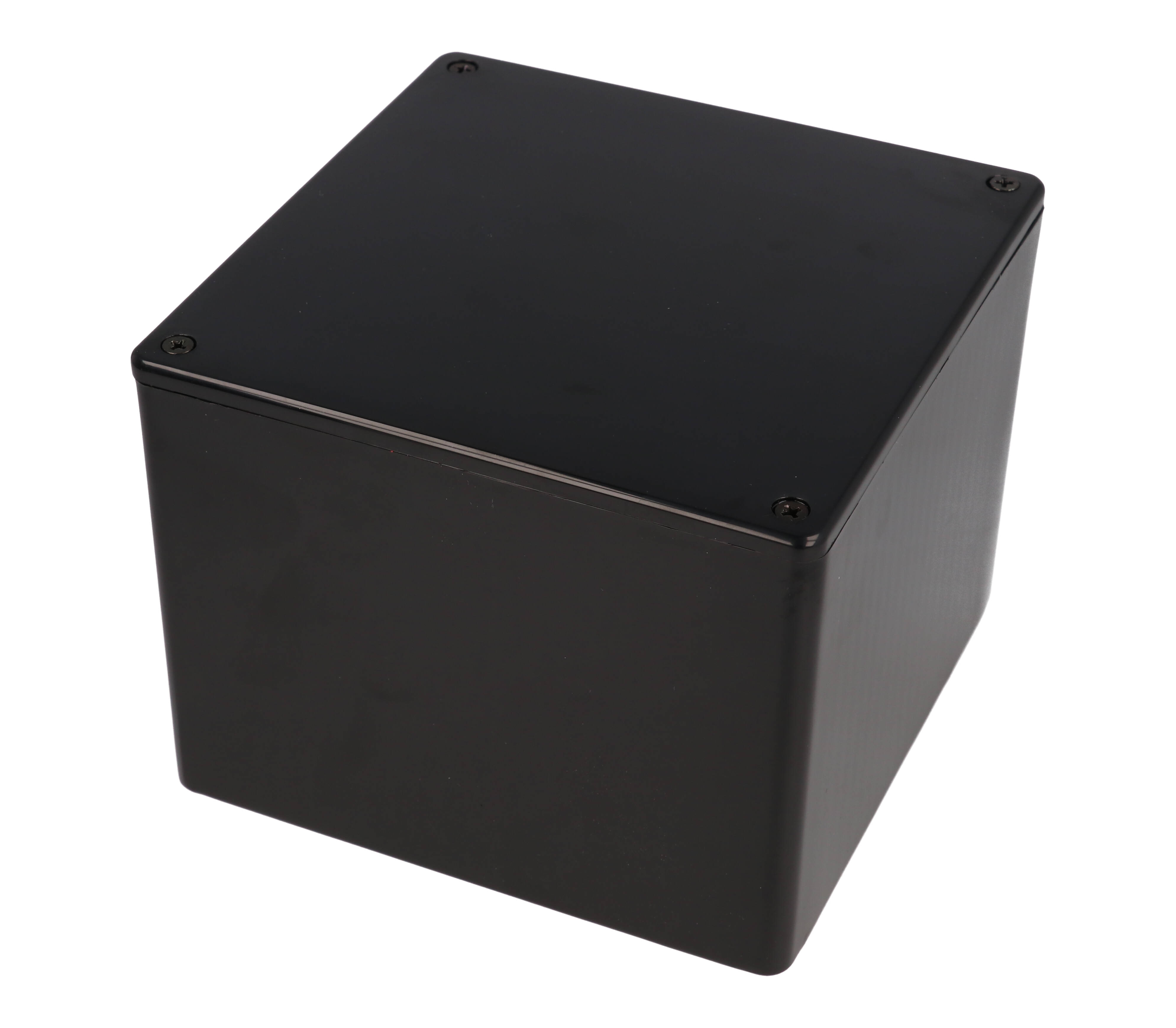 1591RVBK black ABS enclosure, 120 x 120 x 94 mm, with EMI/RFI copper conductive coating inside