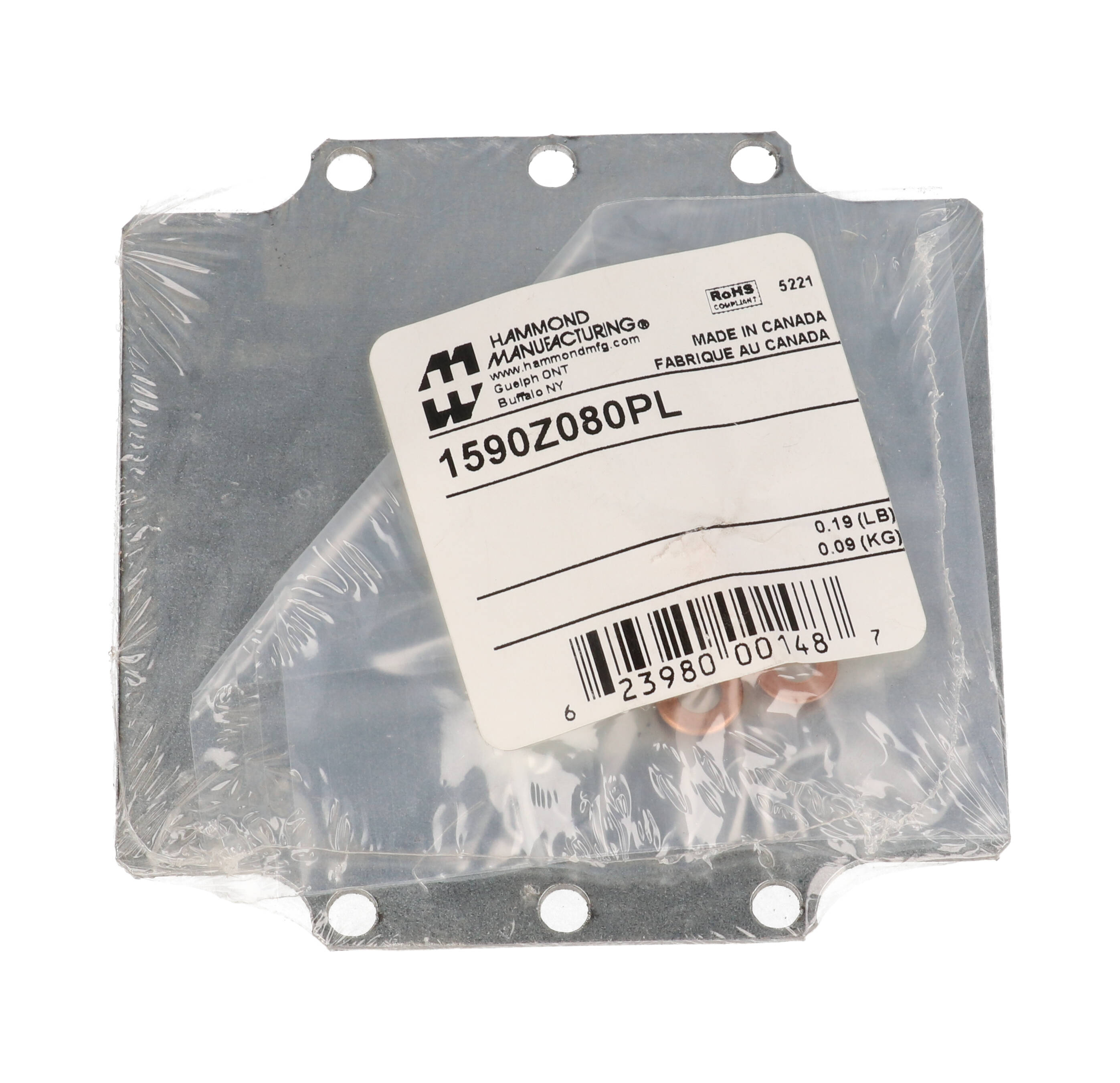 1590Z080PL 16 gauge galvanized steel inner mounting panel for 1590Z080 diecast aluminum enclosures