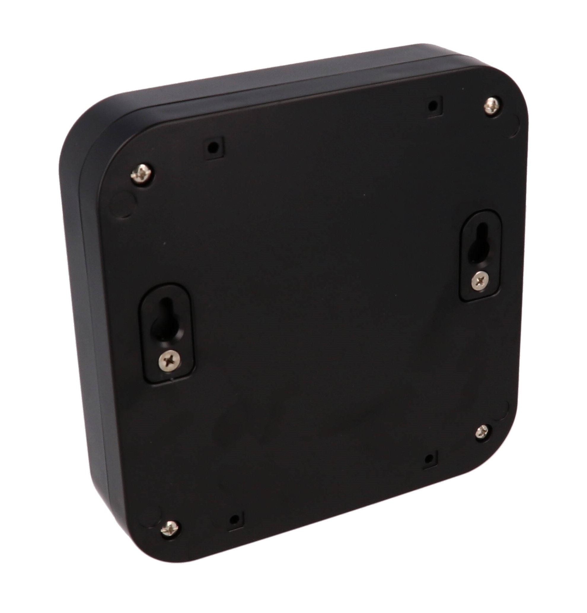 1557FBK black ABS low-profile watertight enclosure, 160 x 160 x 45 mm