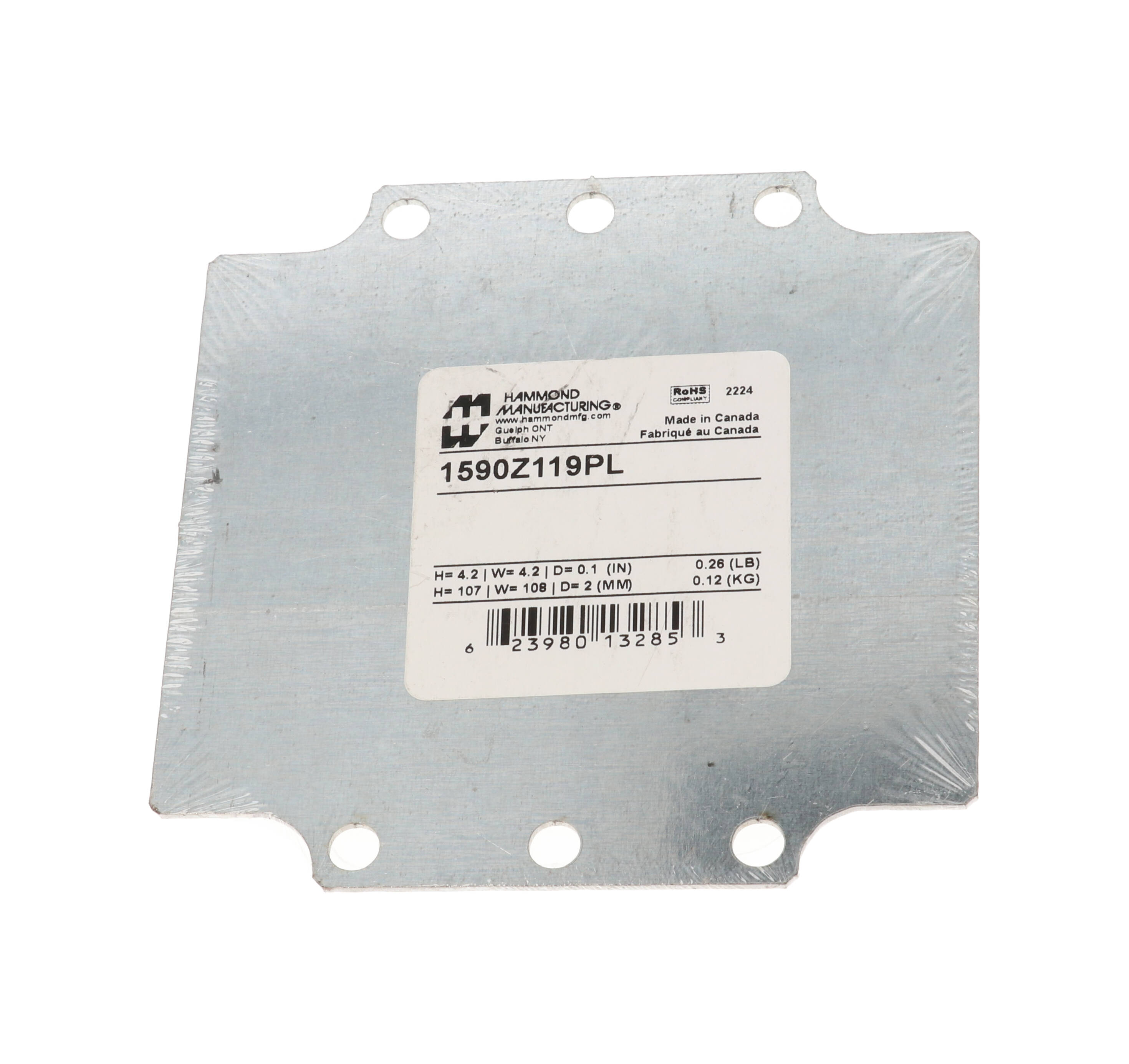 1590Z119PL galvanized steel inner mounting panel for 1590Z119 diecast aluminum enclosure