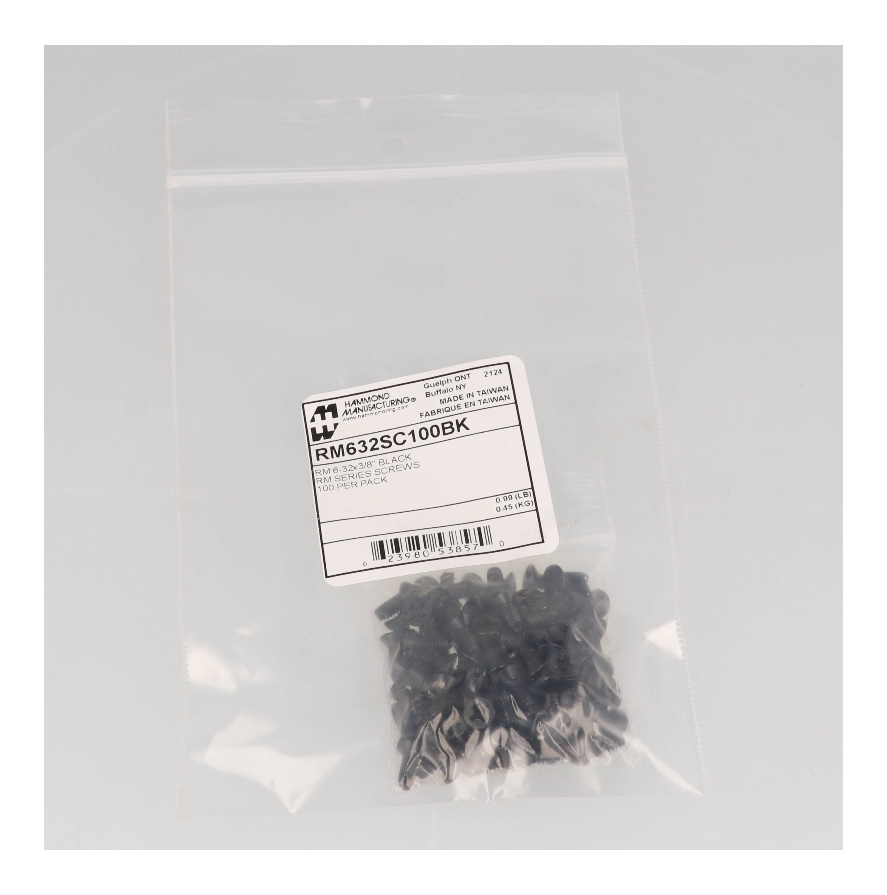 RM632SC100BK black #6-32 x 3/8 inch Taptite Phillips flat head steel screws, 100 pack
