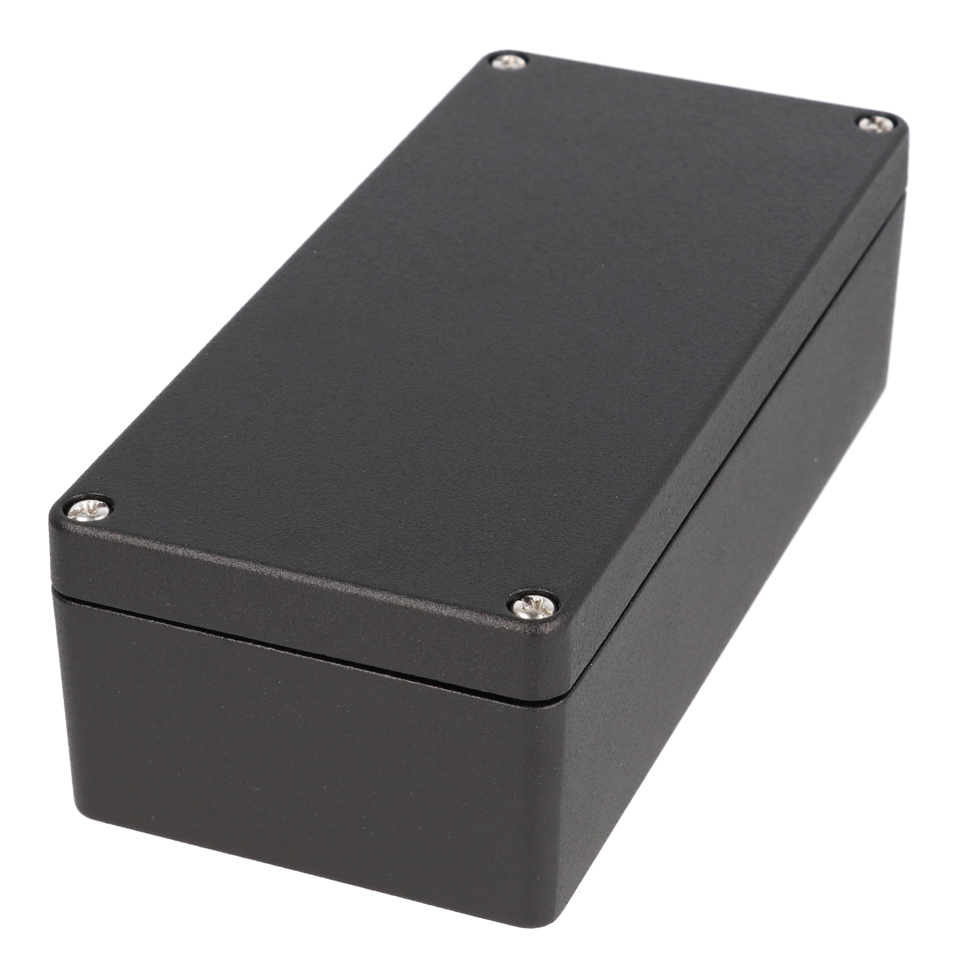 1590Z130BK textured black diecast aluminum enclosure, 175 x 80 x 52 mm