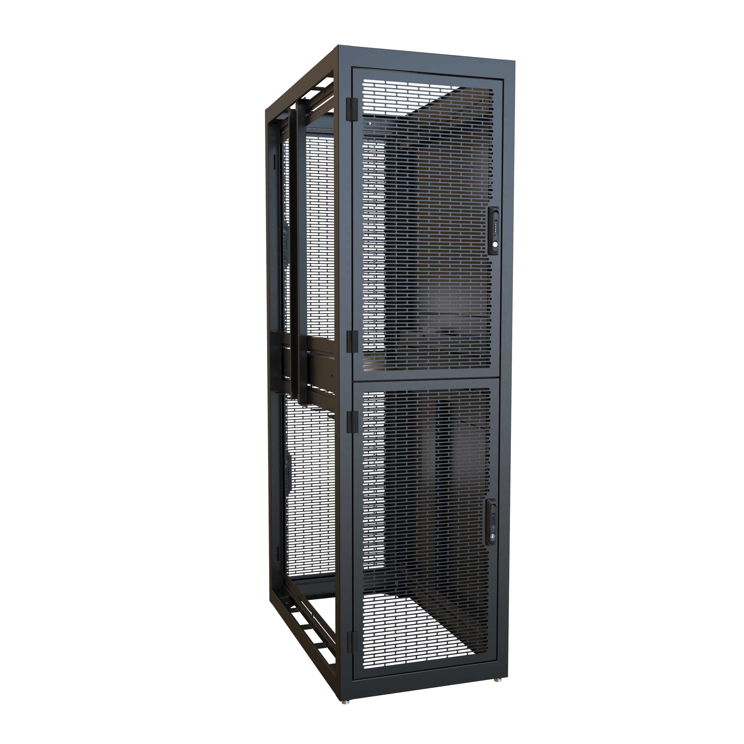 Hammond CLC2B42BK 2-bay colocation server rack cabinet in RAL9005 black, 83.02 x 24 x 42 in with perforated locking doors and 21U per bay
