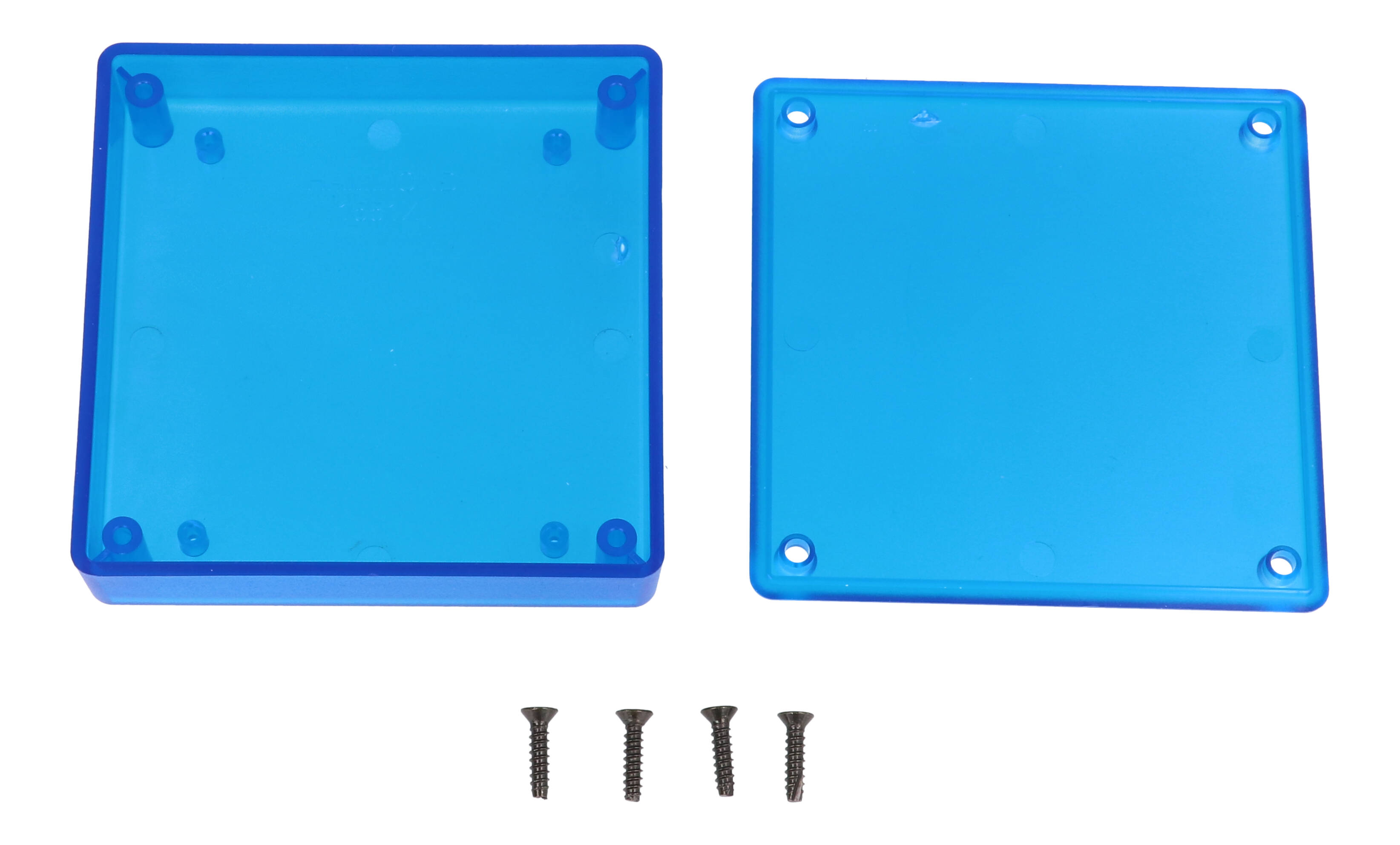 1551XTBU translucent blue ABS miniature enclosure, 80 x 80 x 20 mm