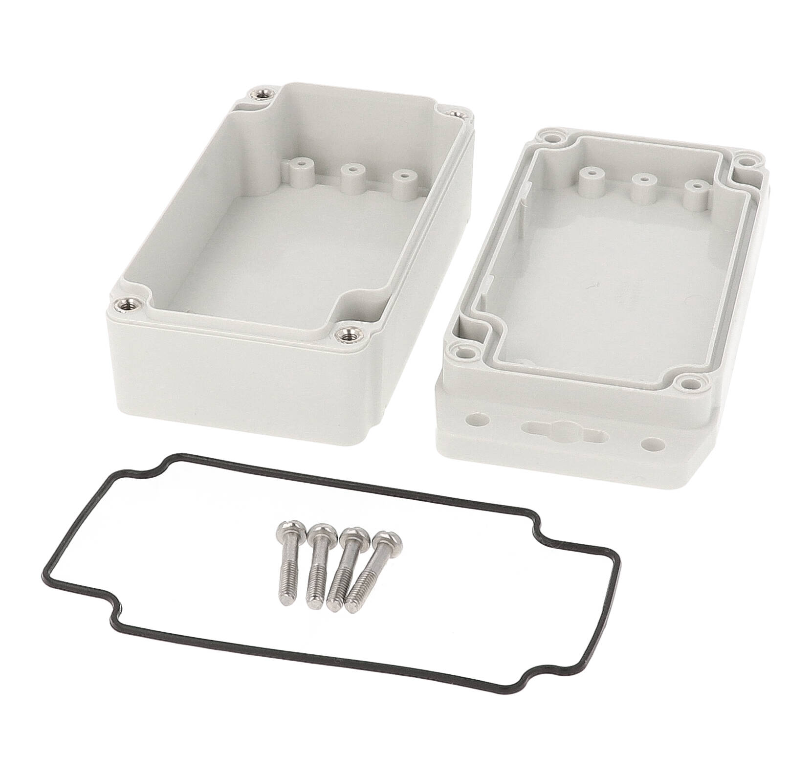 1555CF22GY grey ABS flanged watertight enclosure, 120 x 65 x 43 mm
