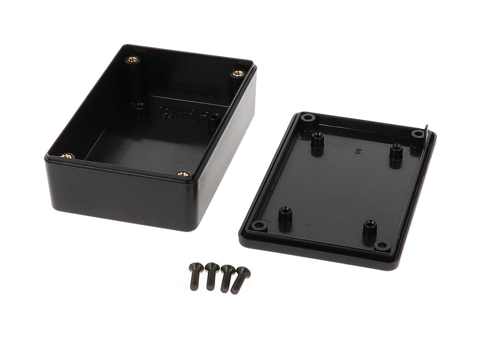 Hammond 1591XXMBK black ABS plastic enclosure, 1591XXM size, box and lid shown