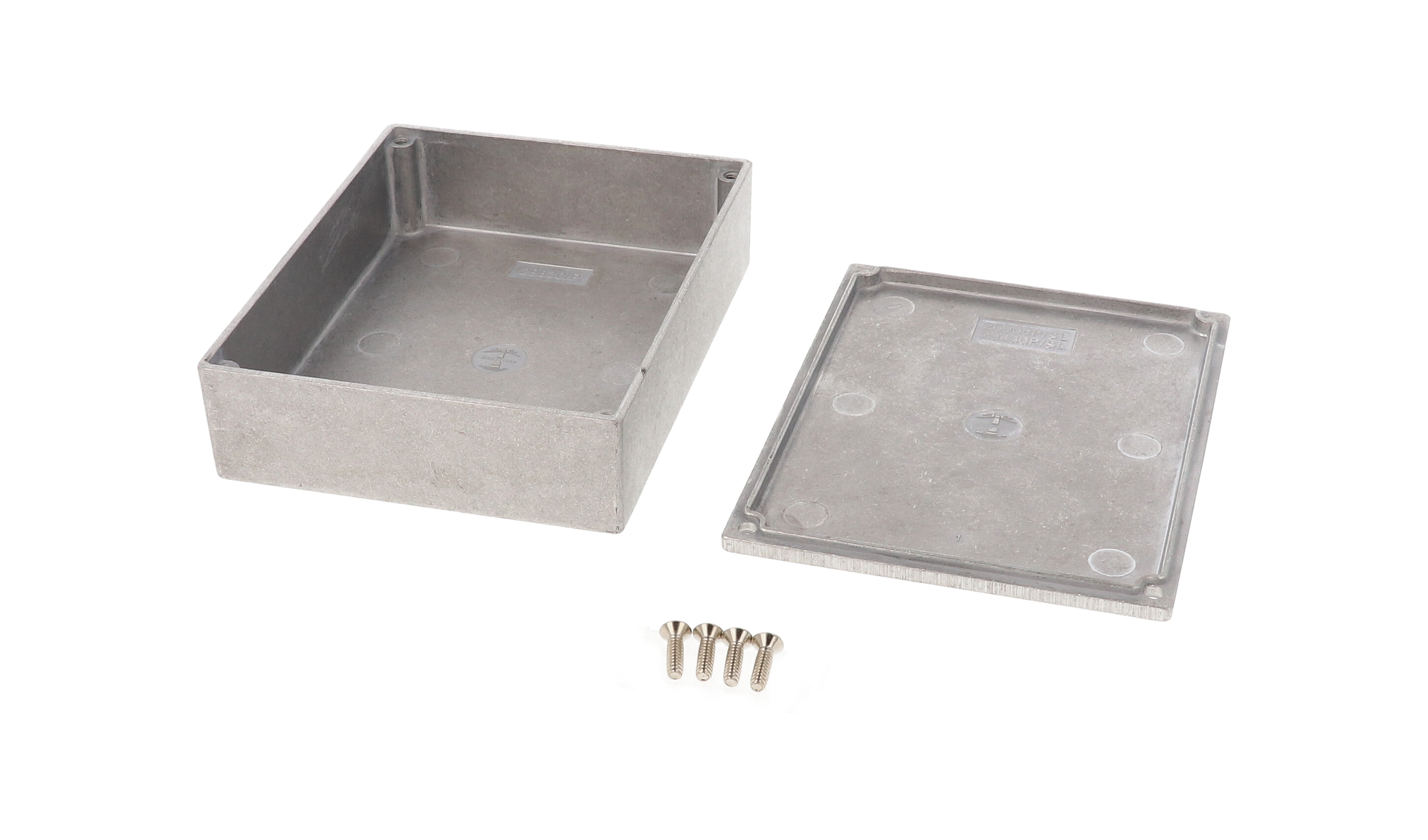 29830PSLA Eddystone natural finish diecast aluminium enclosure, 119 mm x 94 mm x 34 mm