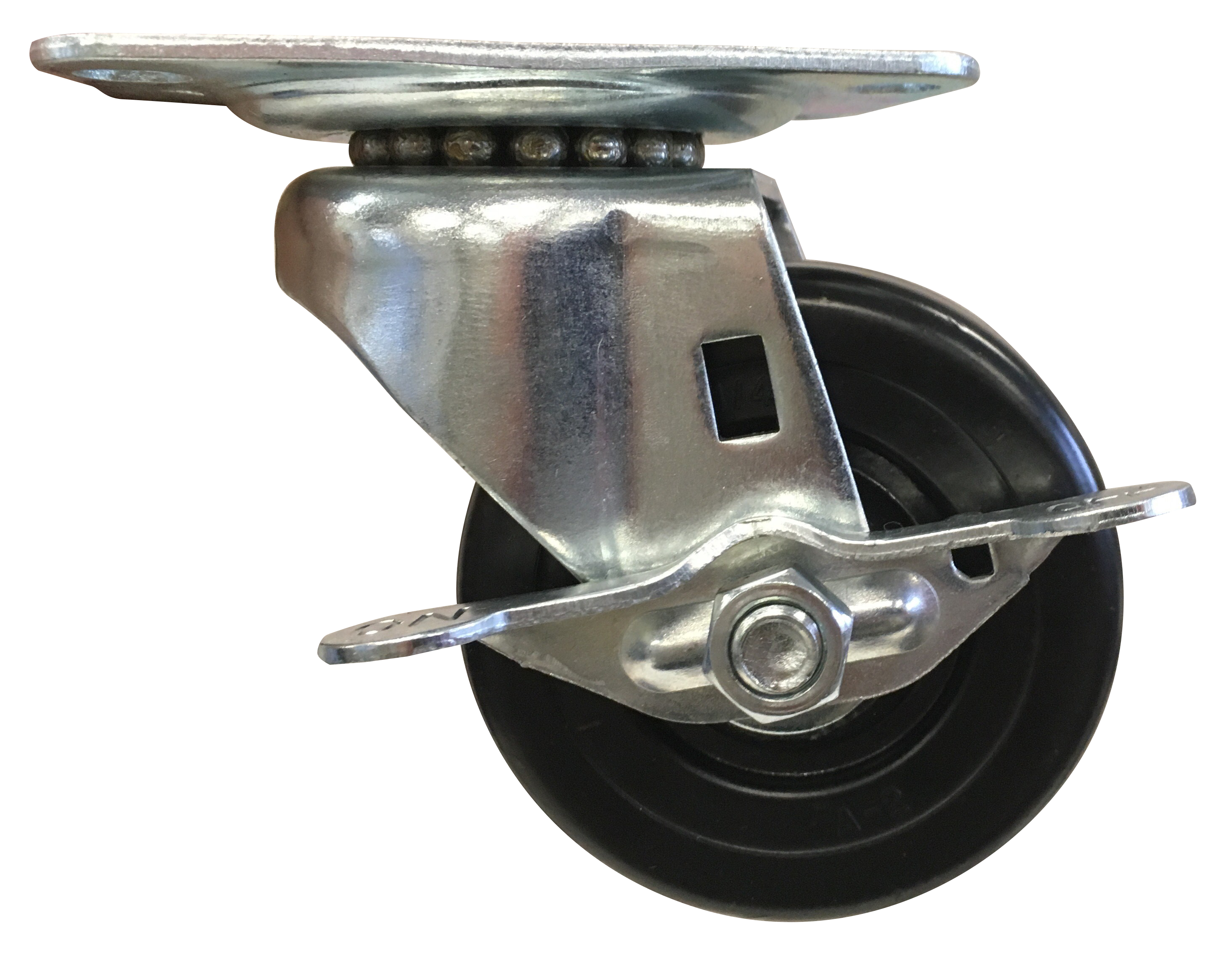 Hammond 1425BH heavy-duty rack and cabinet caster set of four 3.00 in swivel ball bearing casters with zinc plated mounting plates — view 5