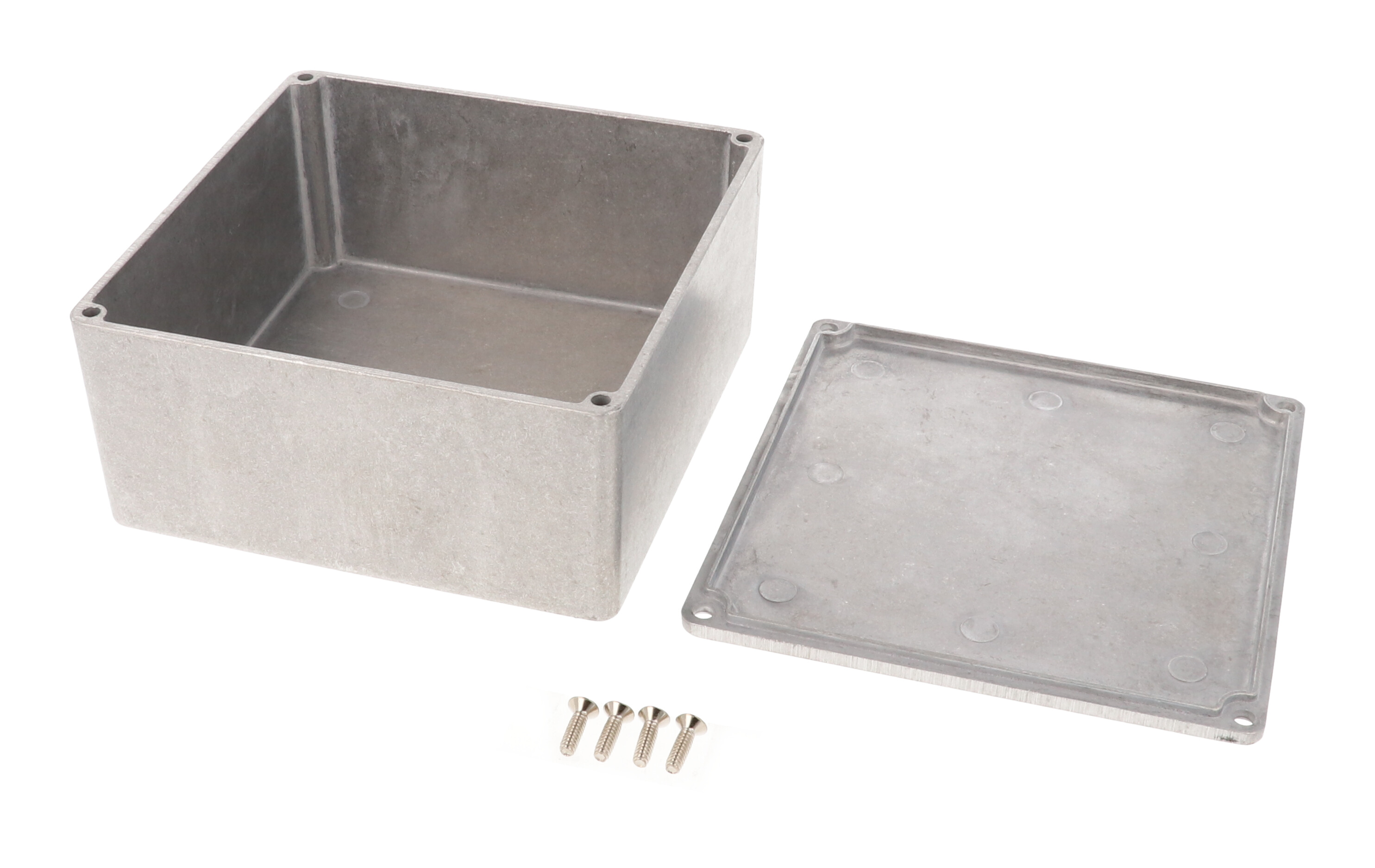 1590U natural aluminum square diecast aluminum enclosure, 120 x 120 x 59 mm, box and lid
